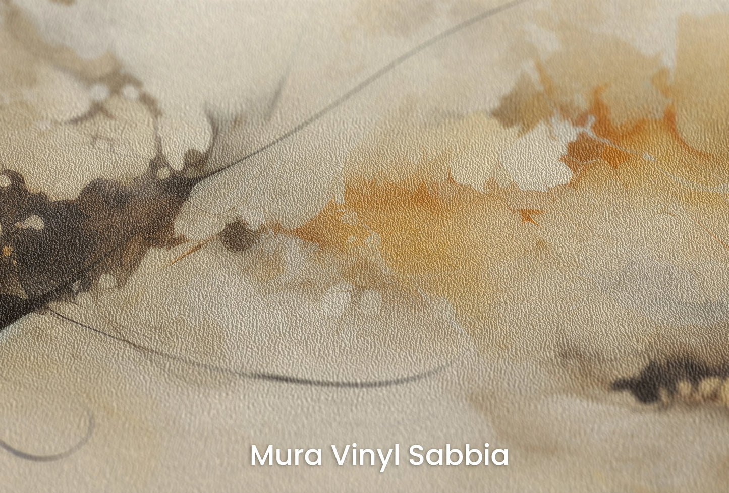 Zbliżenie na artystyczną fototapetę o nazwie Ethereal Swirl na podłożu Mura Vinyl Sabbia struktura grubego ziarna piasku.