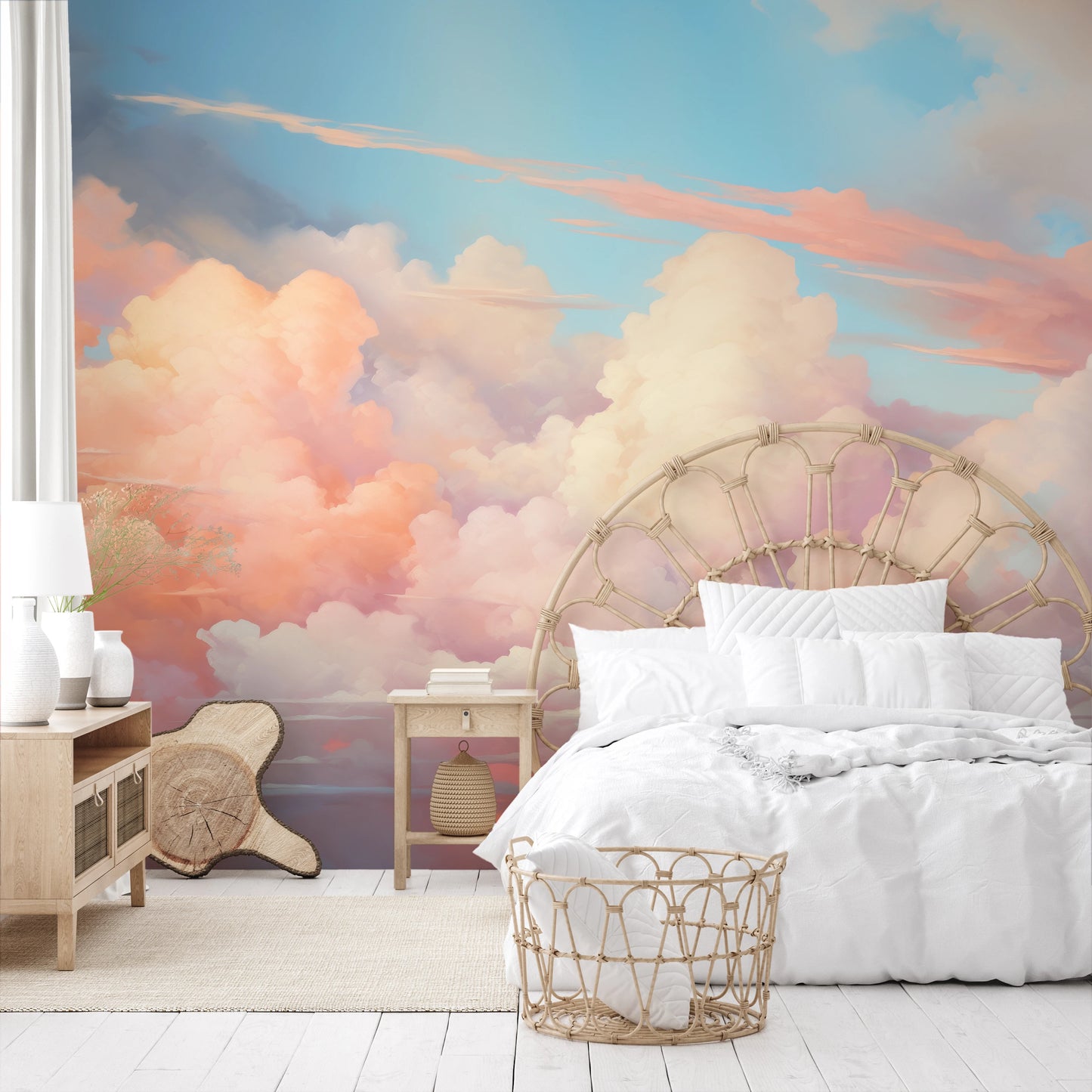 Fototapeta artystyczna o nazwie Cotton Candy Skies pokazana w aranżacji wnętrza.