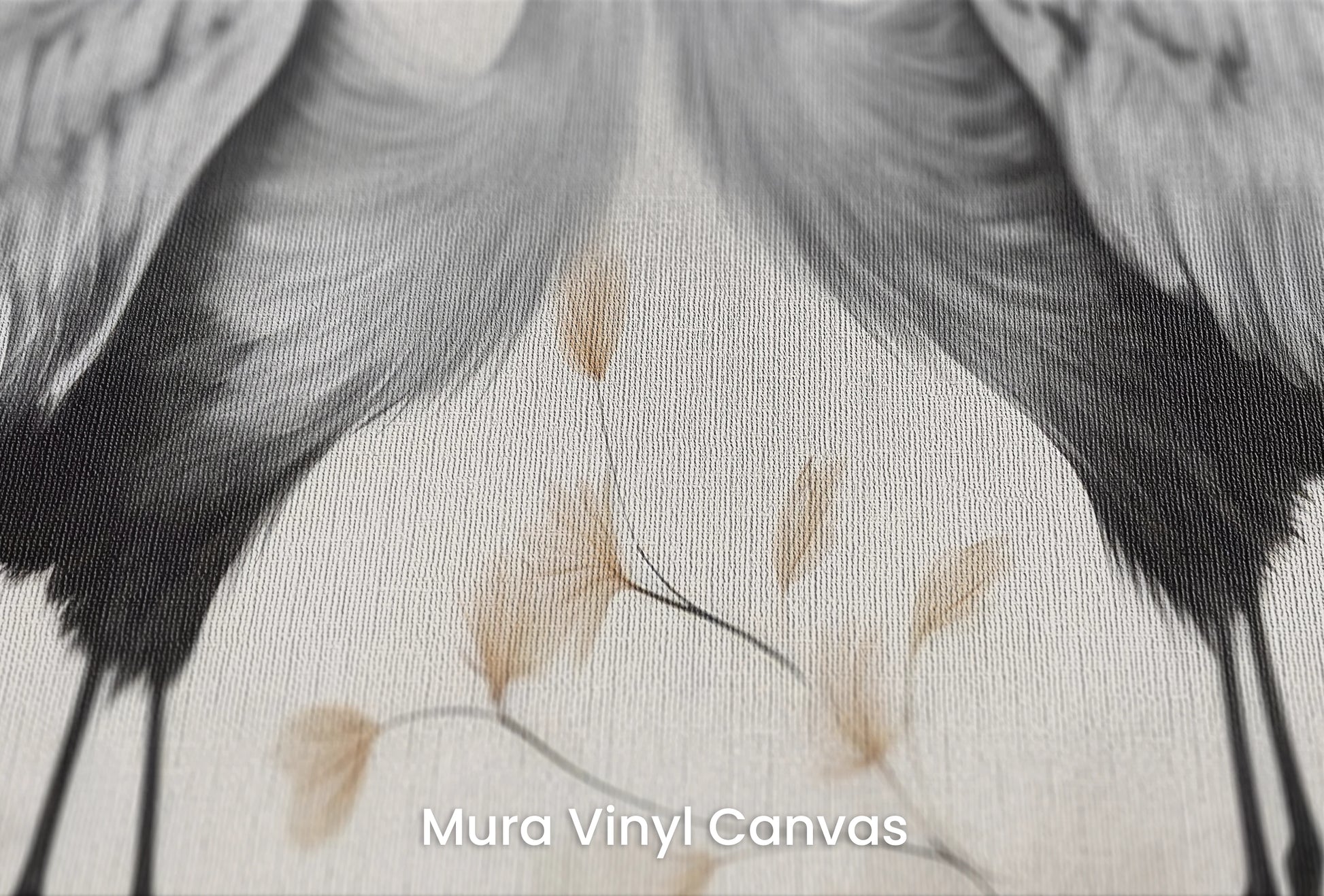 Zbliżenie na artystyczną fototapetę o nazwie Harmonious Whisper na podłożu Mura Vinyl Canvas - faktura naturalnego płótna.
