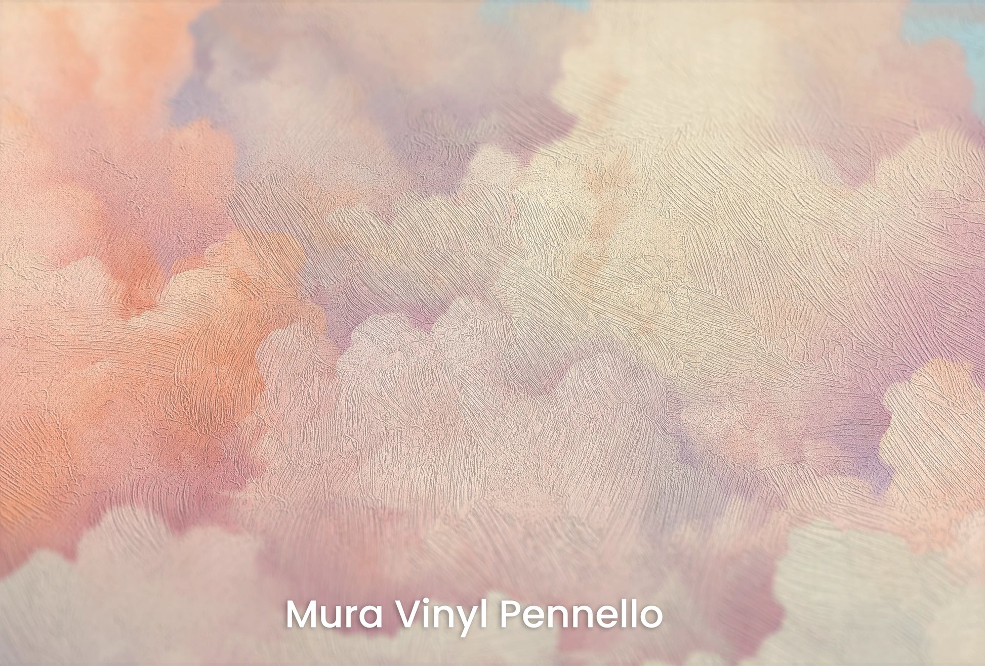 Zbliżenie na artystyczną fototapetę o nazwie Cotton Candy Skies na podłożu Mura Vinyl Pennello - faktura pociągnięć pędzla malarskiego.