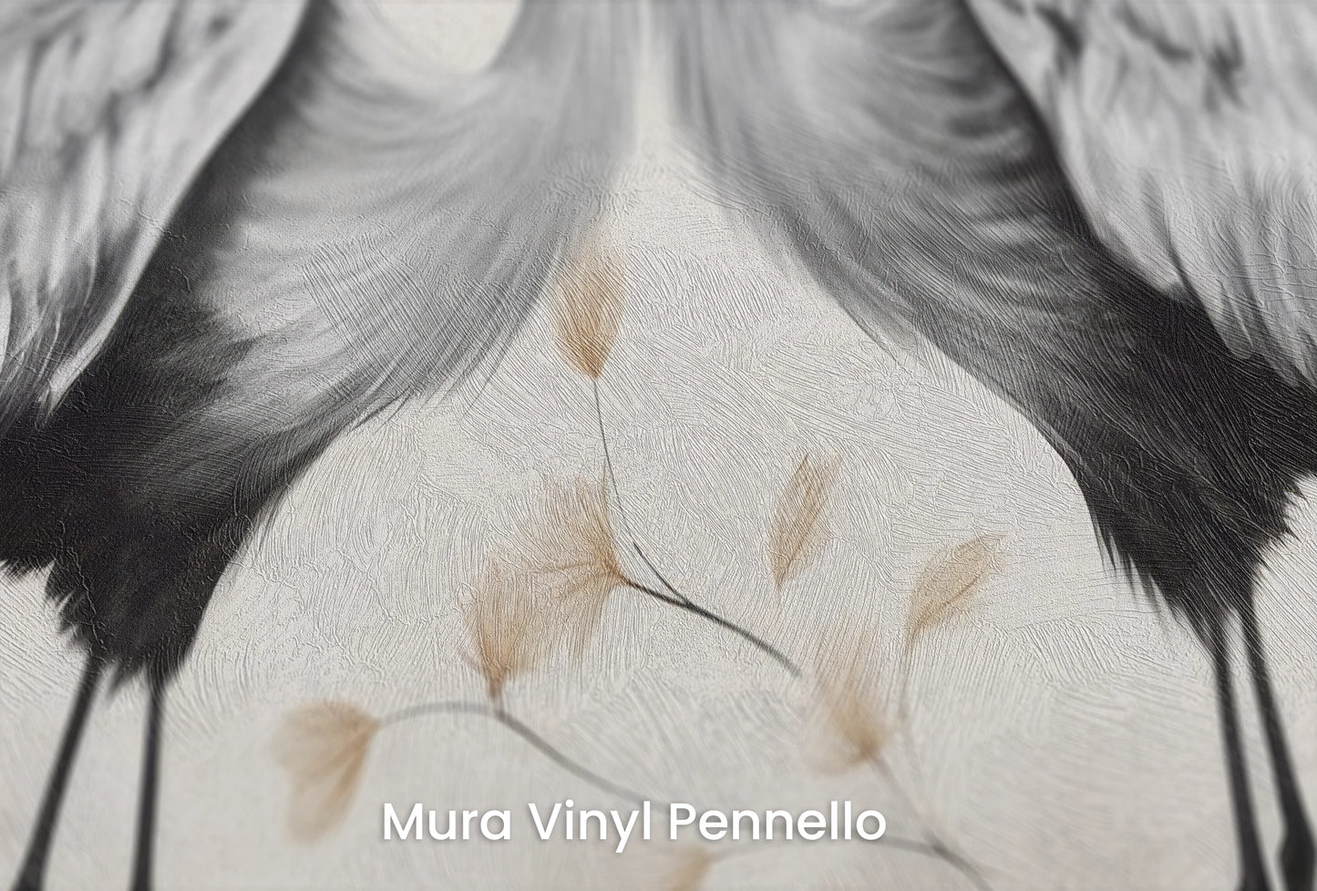 Zbliżenie na artystyczną fototapetę o nazwie Harmonious Whisper na podłożu Mura Vinyl Pennello - faktura pociągnięć pędzla malarskiego.