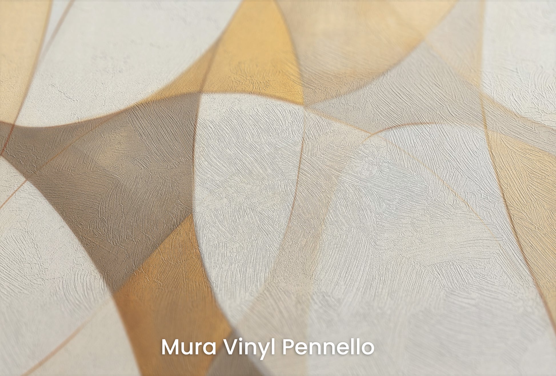 Zbliżenie na artystyczną fototapetę o nazwie GOLDEN VORTEX MOSAIC na podłożu Mura Vinyl Pennello - faktura pociągnięć pędzla malarskiego.
