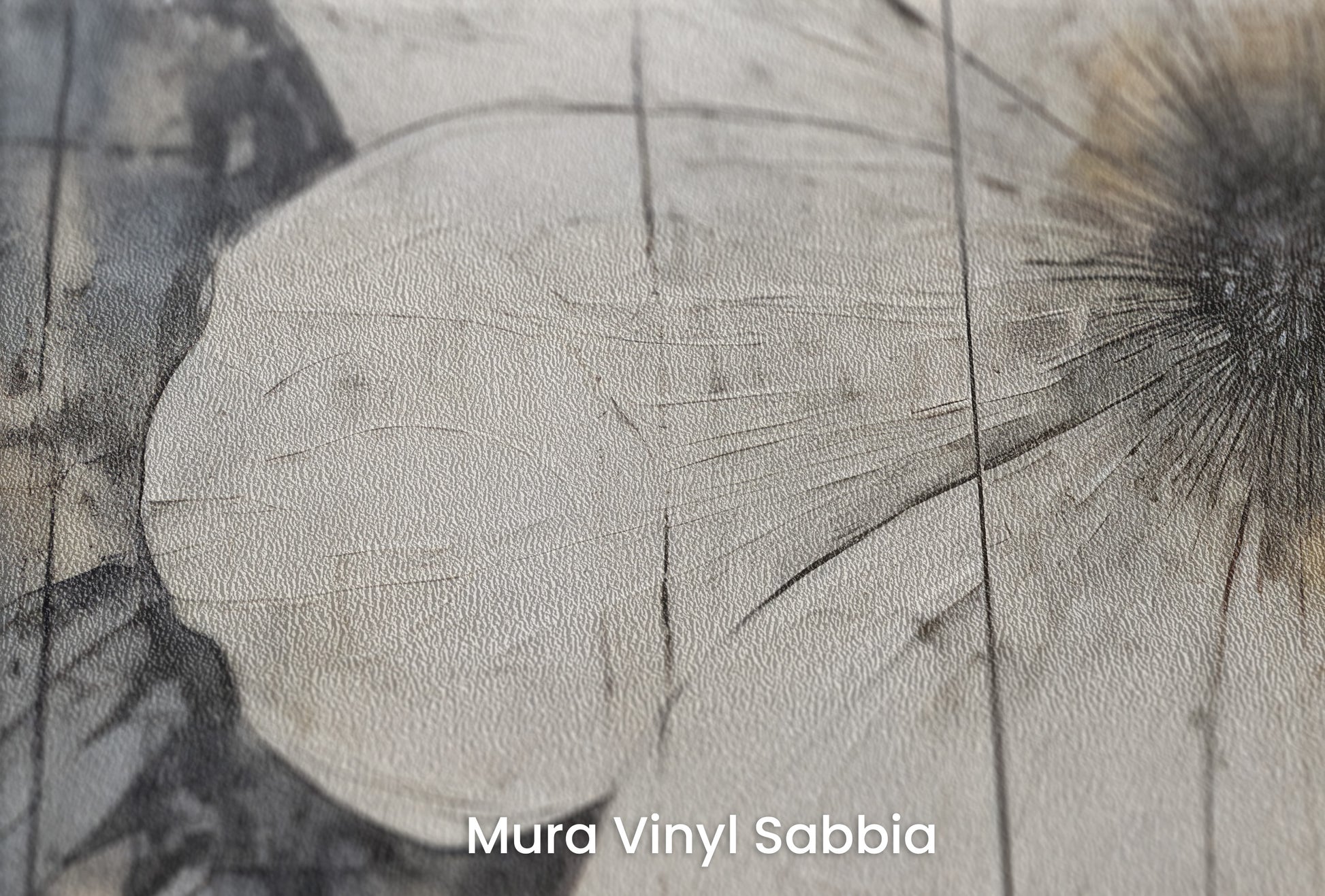 Zbliżenie na artystyczną fototapetę o nazwie INDUSTRIAL BLOOM na podłożu Mura Vinyl Sabbia struktura grubego ziarna piasku.
