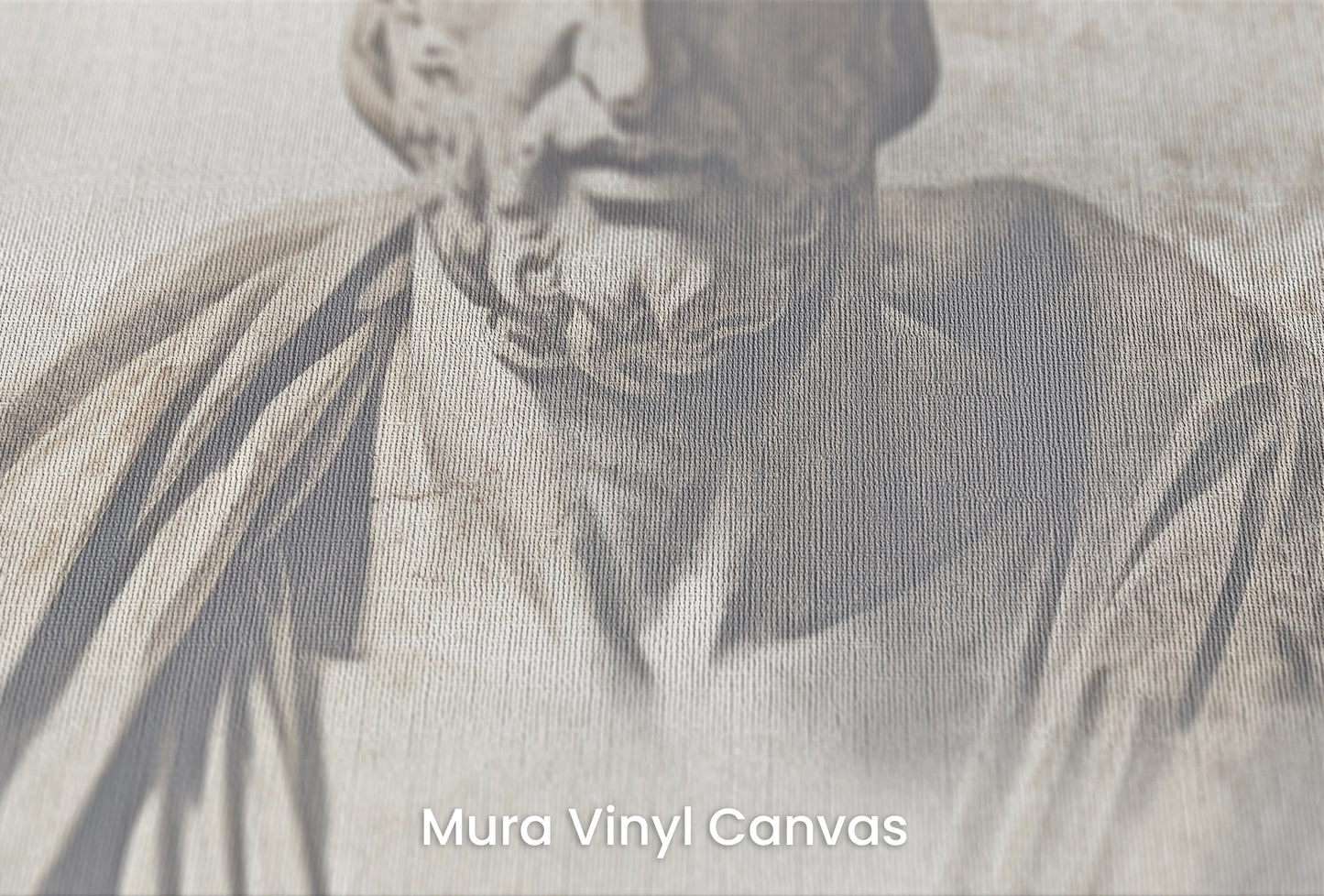 Zbliżenie na artystyczną fototapetę o nazwie Thoughtful Heraclitus na podłożu Mura Vinyl Canvas - faktura naturalnego płótna.