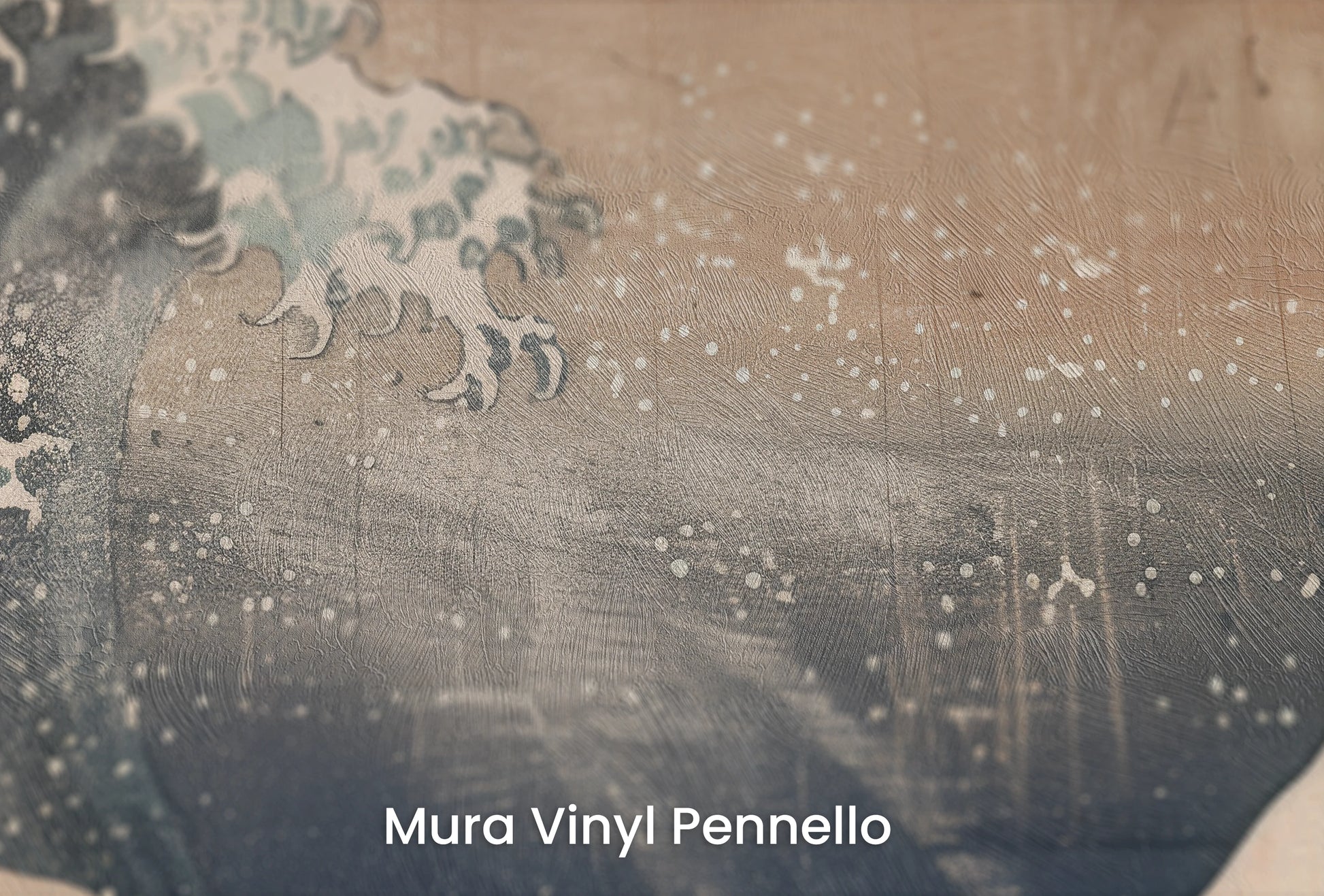 Zbliżenie na artystyczną fototapetę o nazwie Majestic Wave na podłożu Mura Vinyl Pennello - faktura pociągnięć pędzla malarskiego.