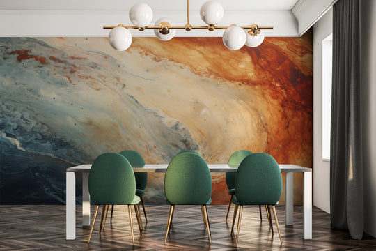 Wzór fototapety artystycznej o nazwie Jupiter's Storm #2 pokazanej w aranżacji wnętrza.