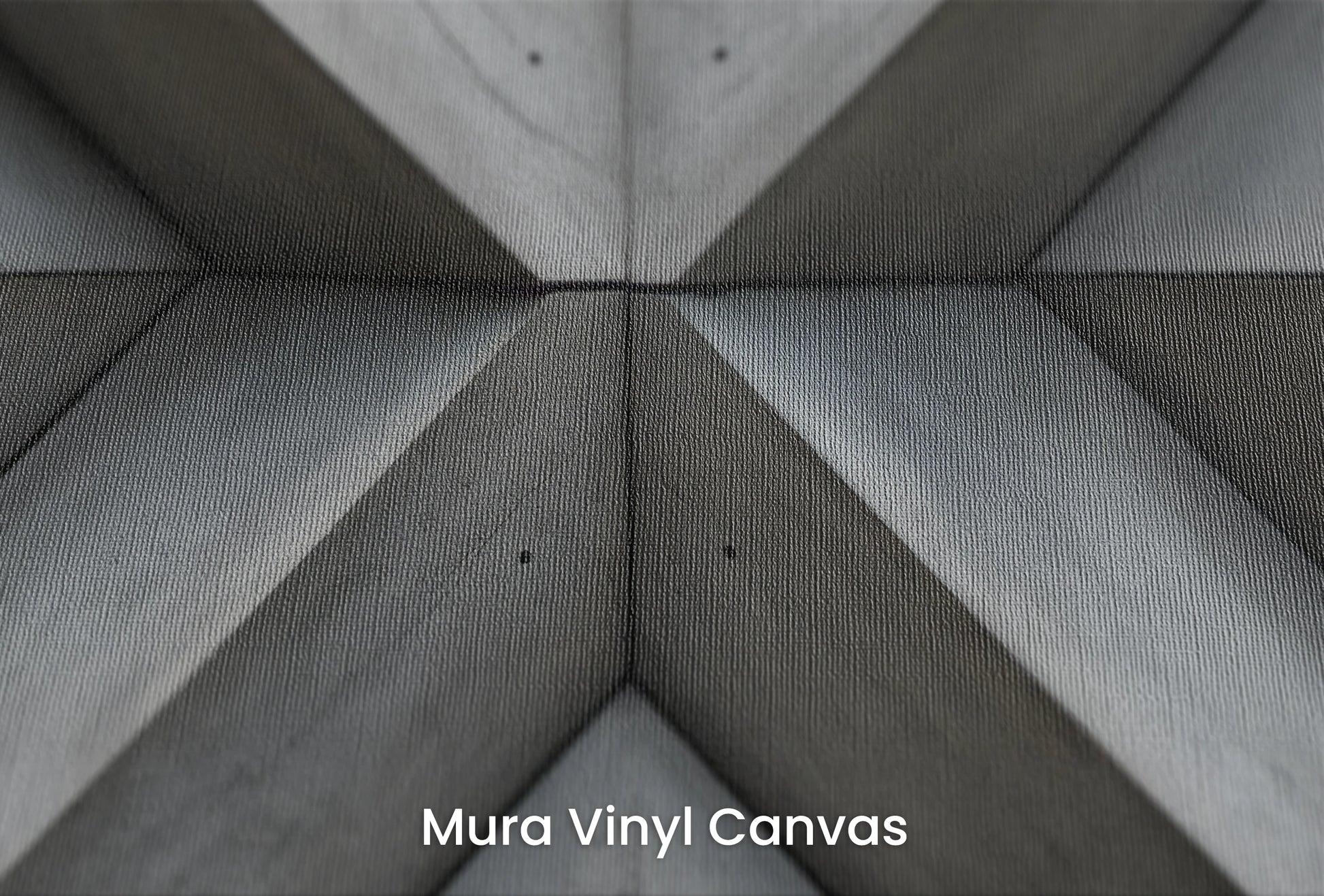 Zbliżenie na artystyczną fototapetę o nazwie Triangular Depth na podłożu Mura Vinyl Canvas - faktura naturalnego płótna.