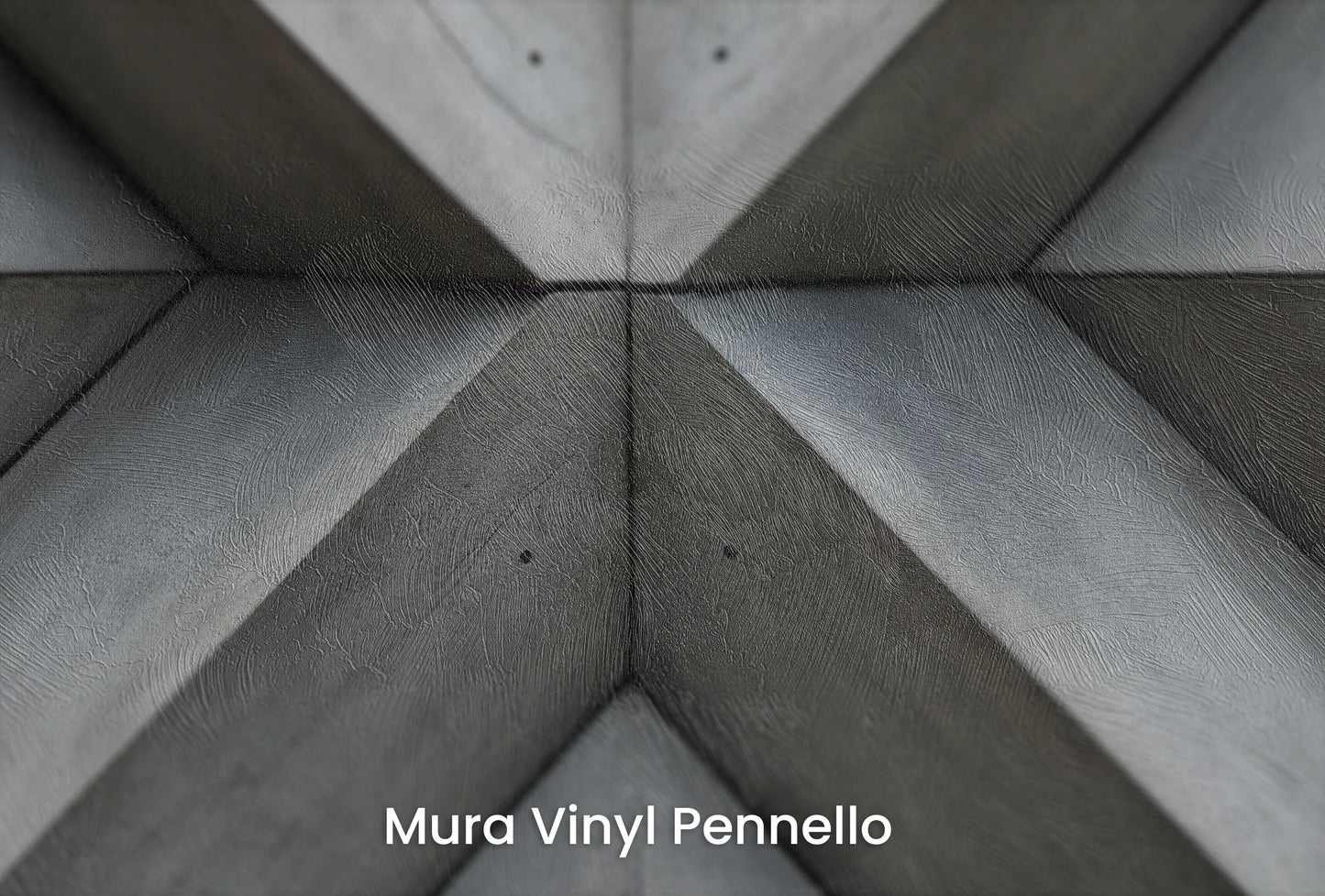 Zbliżenie na artystyczną fototapetę o nazwie Triangular Depth na podłożu Mura Vinyl Pennello - faktura pociągnięć pędzla malarskiego.