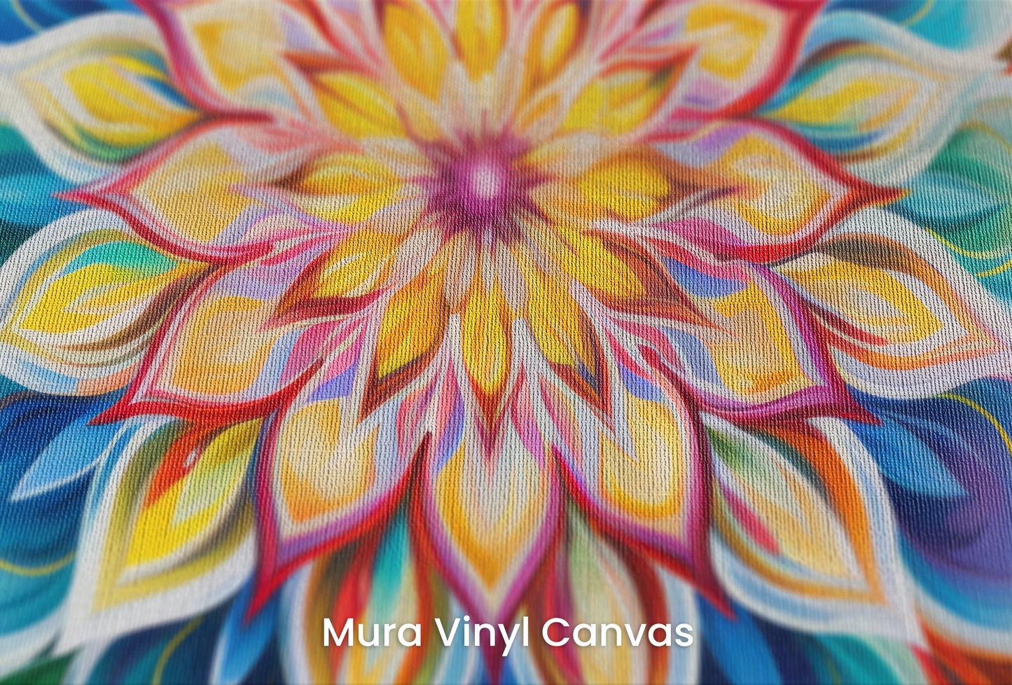 Zbliżenie na artystyczną fototapetę o nazwie Vibrant Lotus na podłożu Mura Vinyl Canvas - faktura naturalnego płótna.