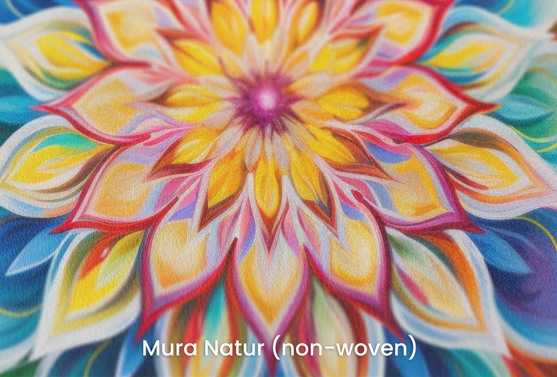 Zbliżenie na artystyczną fototapetę o nazwie Vibrant Lotus na podłożu Mura Natur (non-woven) - naturalne i ekologiczne podłoże.