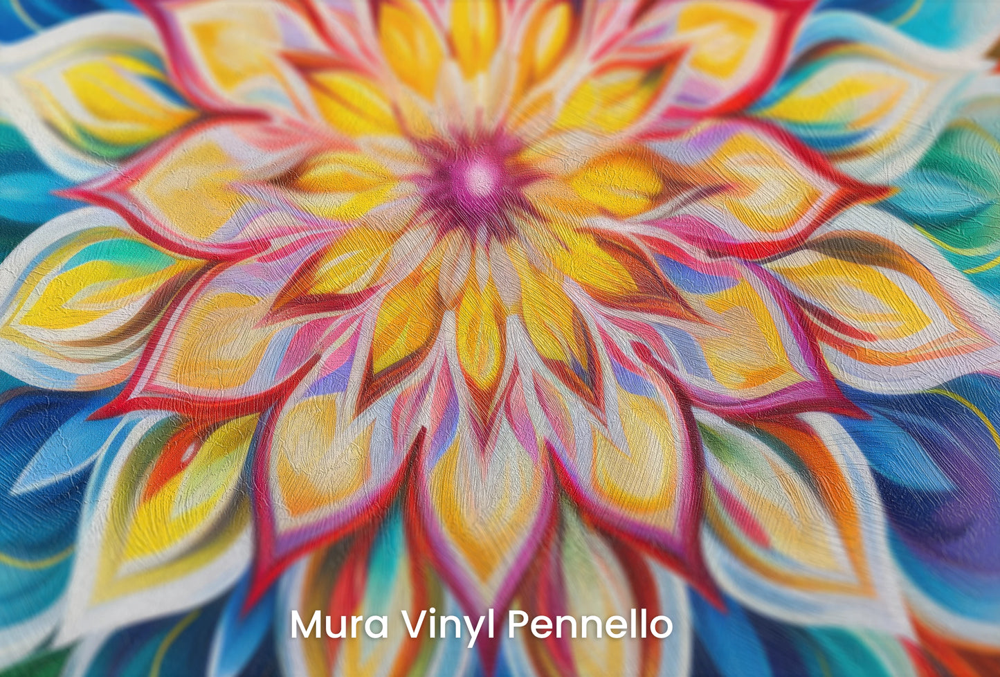 Zbliżenie na artystyczną fototapetę o nazwie Vibrant Lotus na podłożu Mura Vinyl Pennello - faktura pociągnięć pędzla malarskiego.