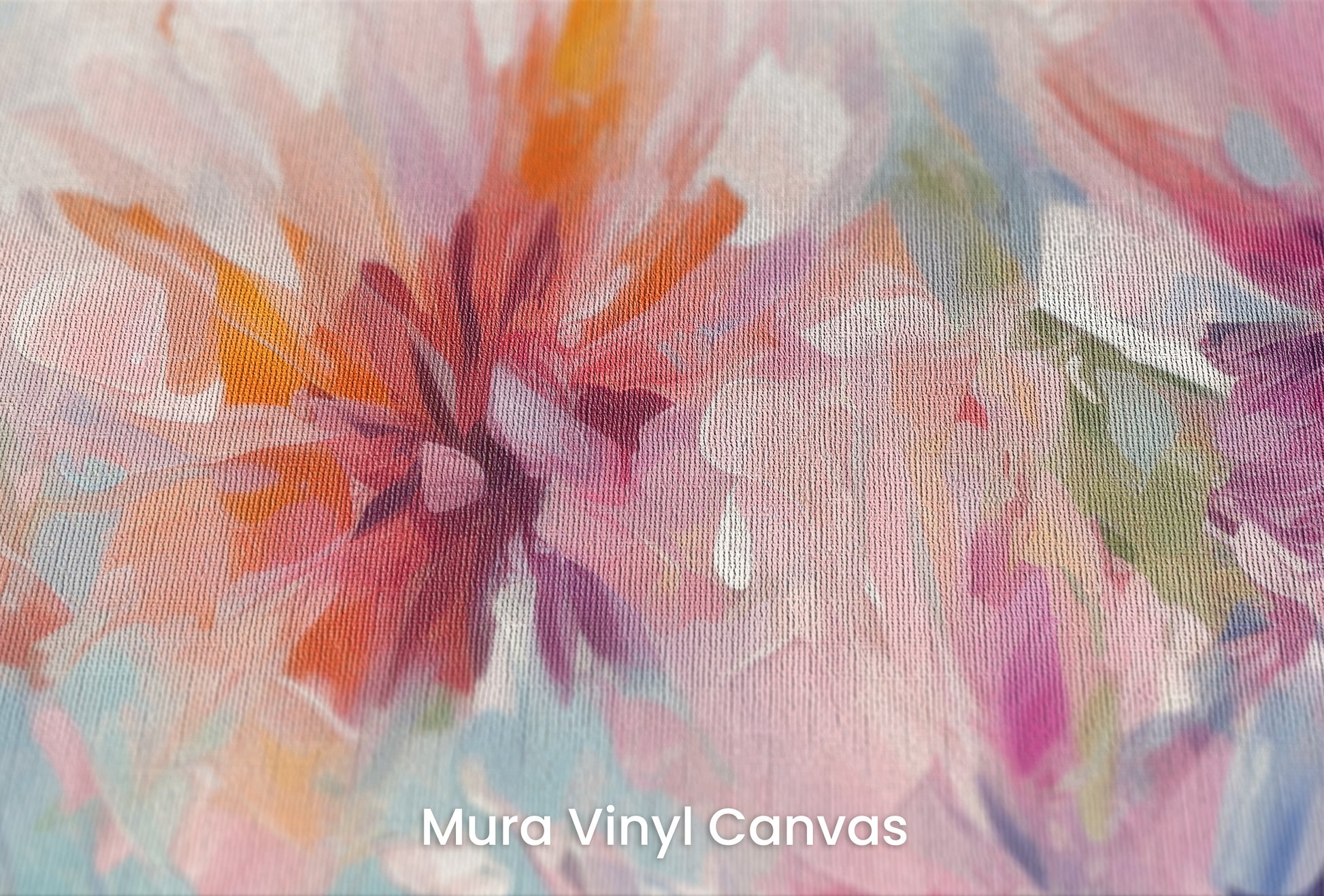 Zbliżenie na artystyczną fototapetę o nazwie Blushing Floral Delicacy na podłożu Mura Vinyl Canvas - faktura naturalnego płótna.