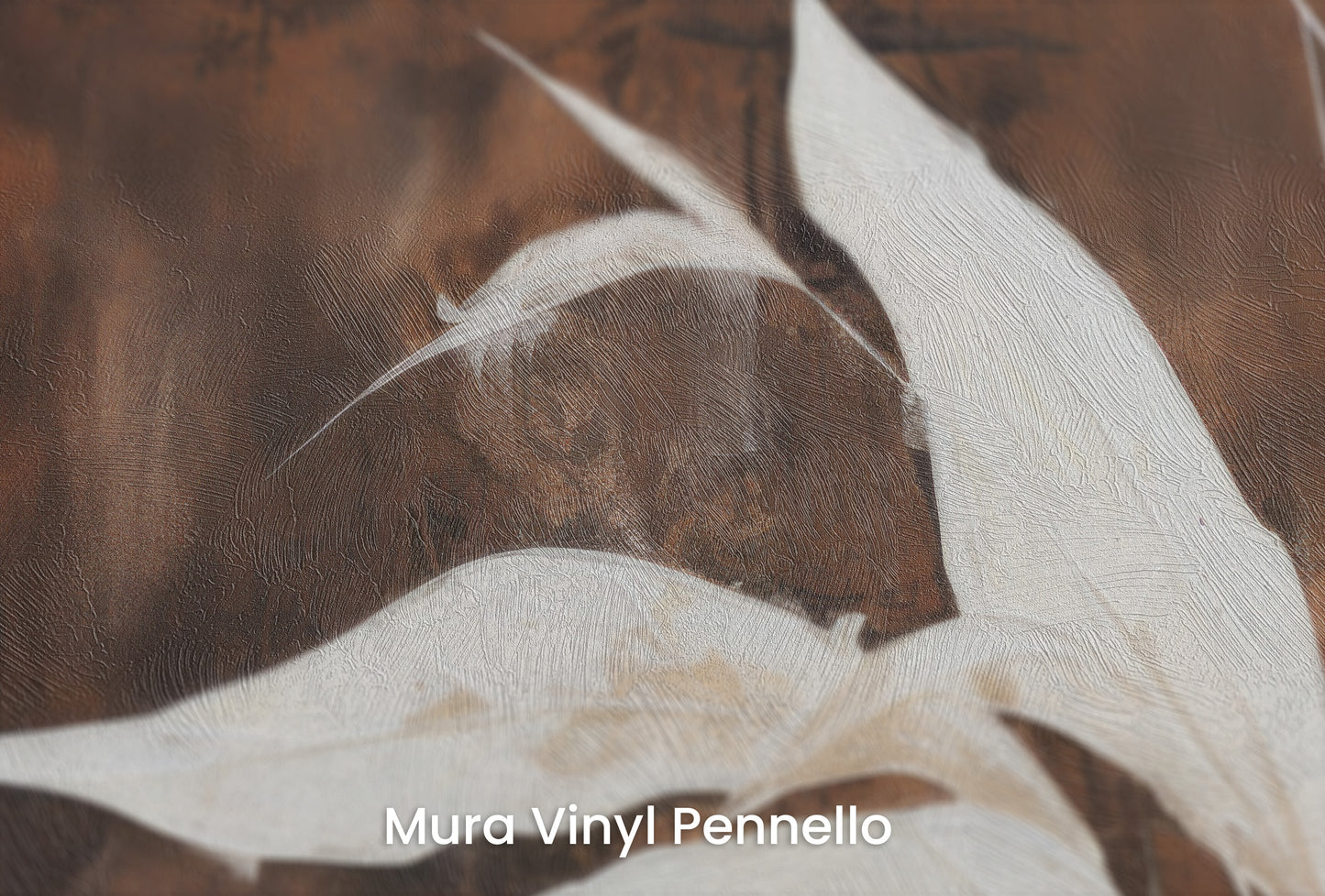 Zbliżenie na artystyczną fototapetę o nazwie Whispers of Fall na podłożu Mura Vinyl Pennello - faktura pociągnięć pędzla malarskiego.