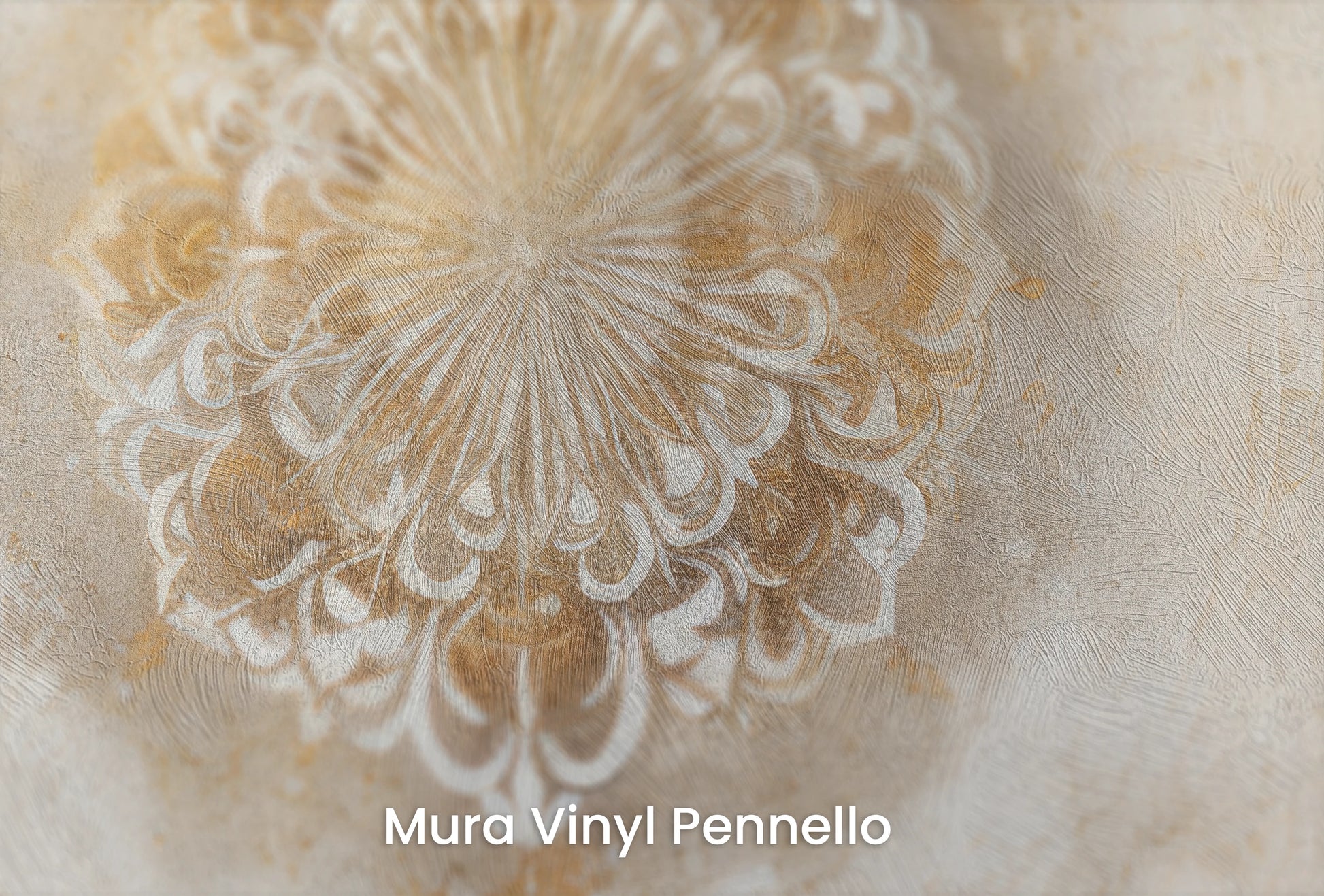 Zbliżenie na artystyczną fototapetę o nazwie Celestial Elegance na podłożu Mura Vinyl Pennello - faktura pociągnięć pędzla malarskiego.