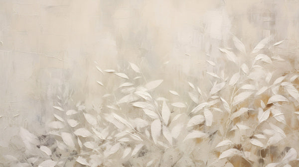 White Foliage Whispers - delikatna tapeta liście w kremowych odcieniach