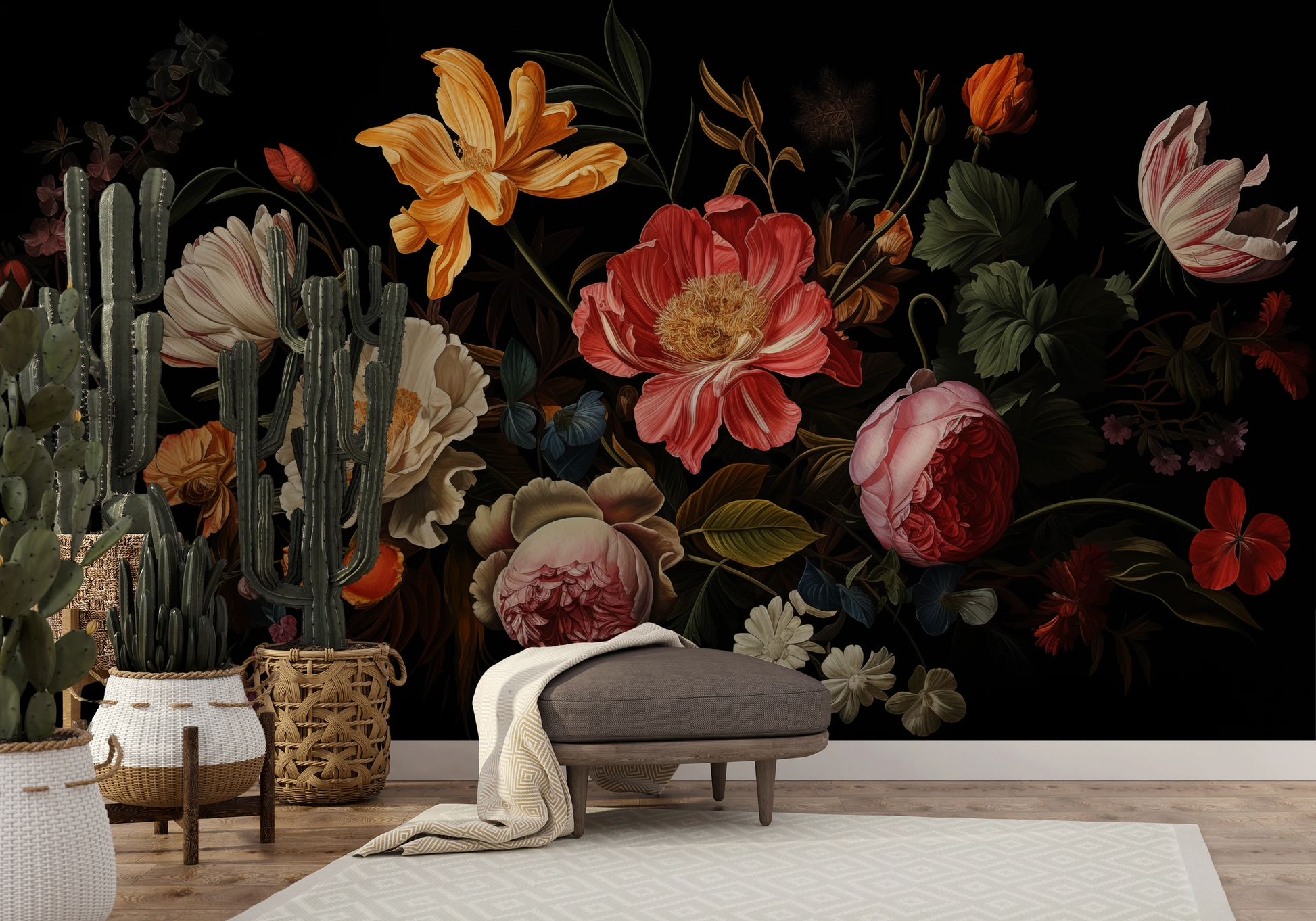 Fototapeta o nazwie Baroque Floral Richness użyta w aranzacji wnętrza.