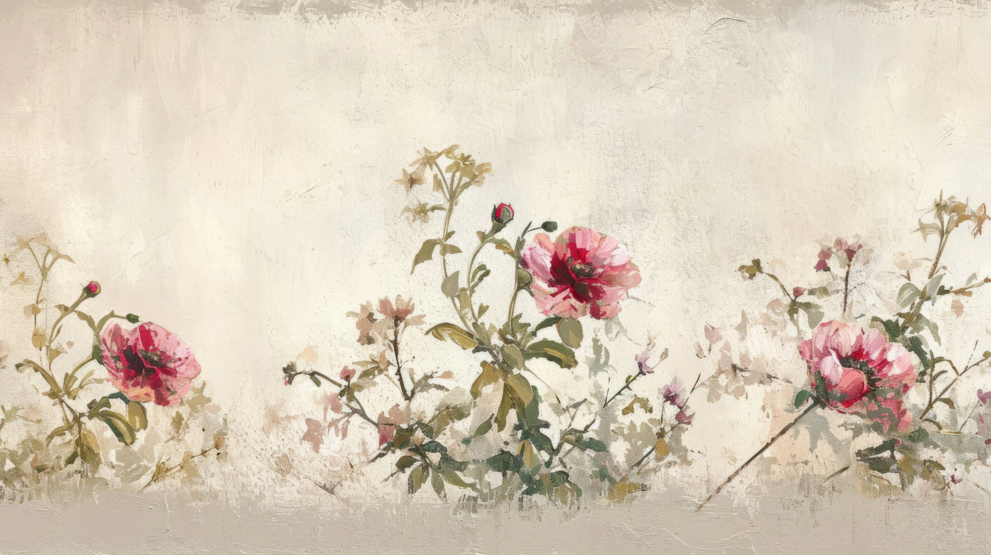 Prezentacja całego wzoru fototapety o nazwie Antique Rose Garden