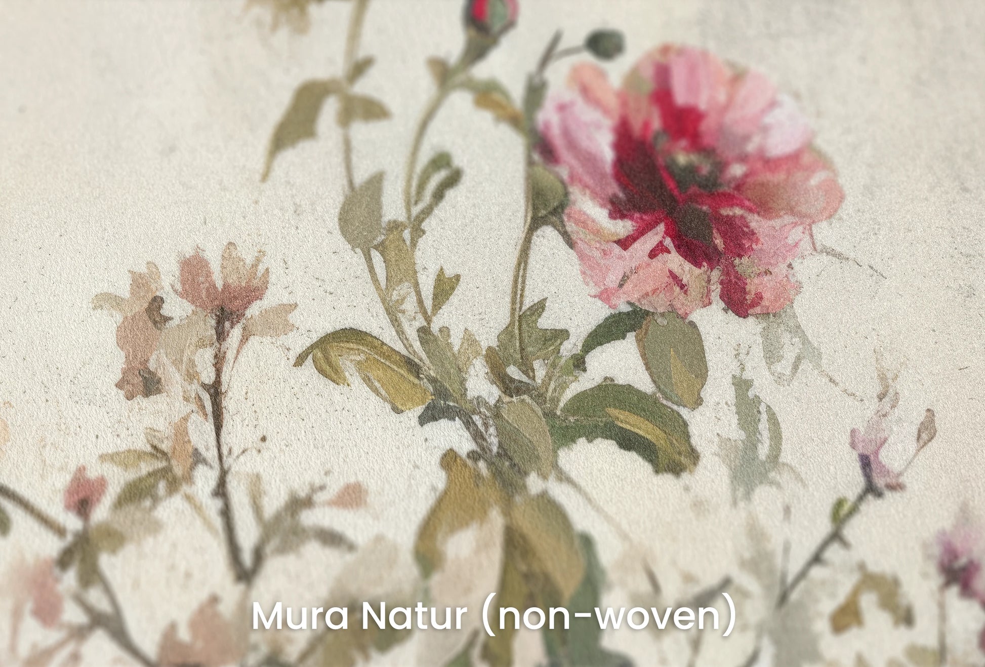 Zbliżenie na artystyczną fototapetę o nazwie Antique Rose Garden na podłożu Mura Natur (non-woven) - naturalne i ekologiczne podłoże.