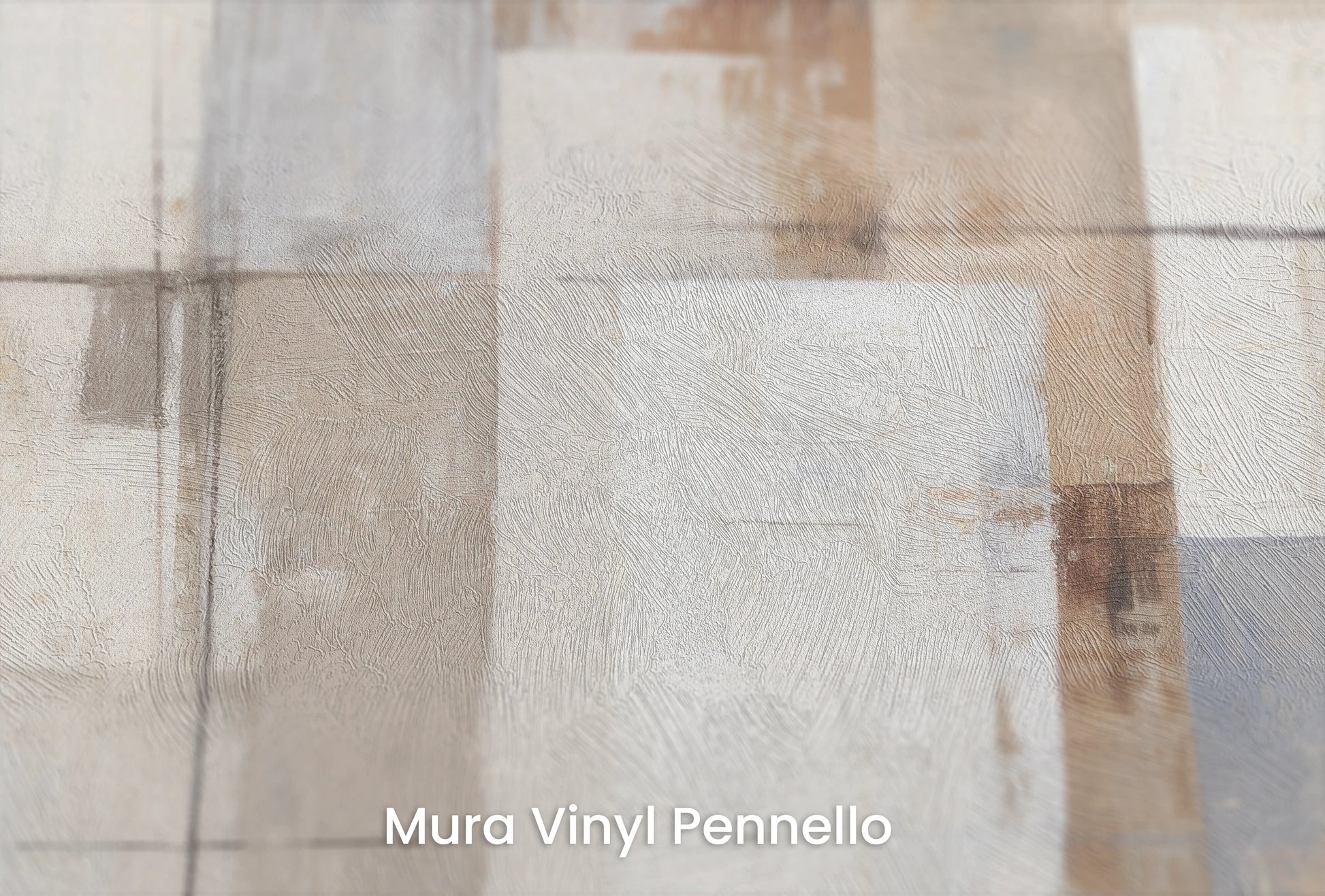 Zbliżenie na artystyczną fototapetę o nazwie Layered Tranquility na podłożu Mura Vinyl Pennello - faktura pociągnięć pędzla malarskiego.