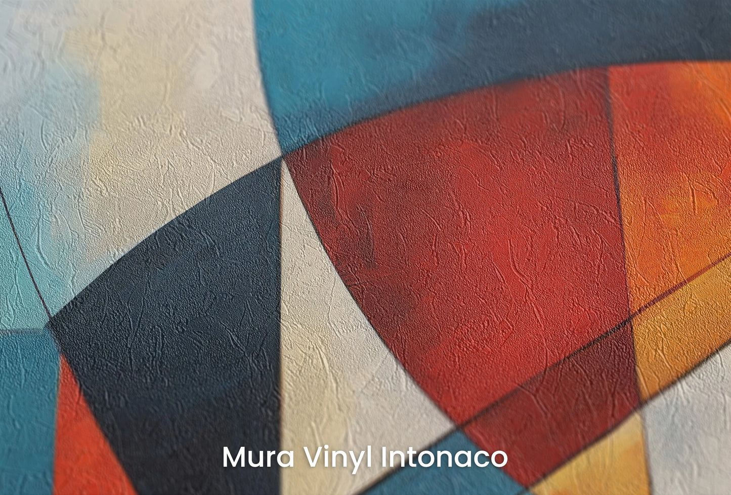 Zbliżenie na artystyczną fototapetę o nazwie Colorful Geometry #4 na podłożu Mura Vinyl Intonaco - struktura tartego tynku.