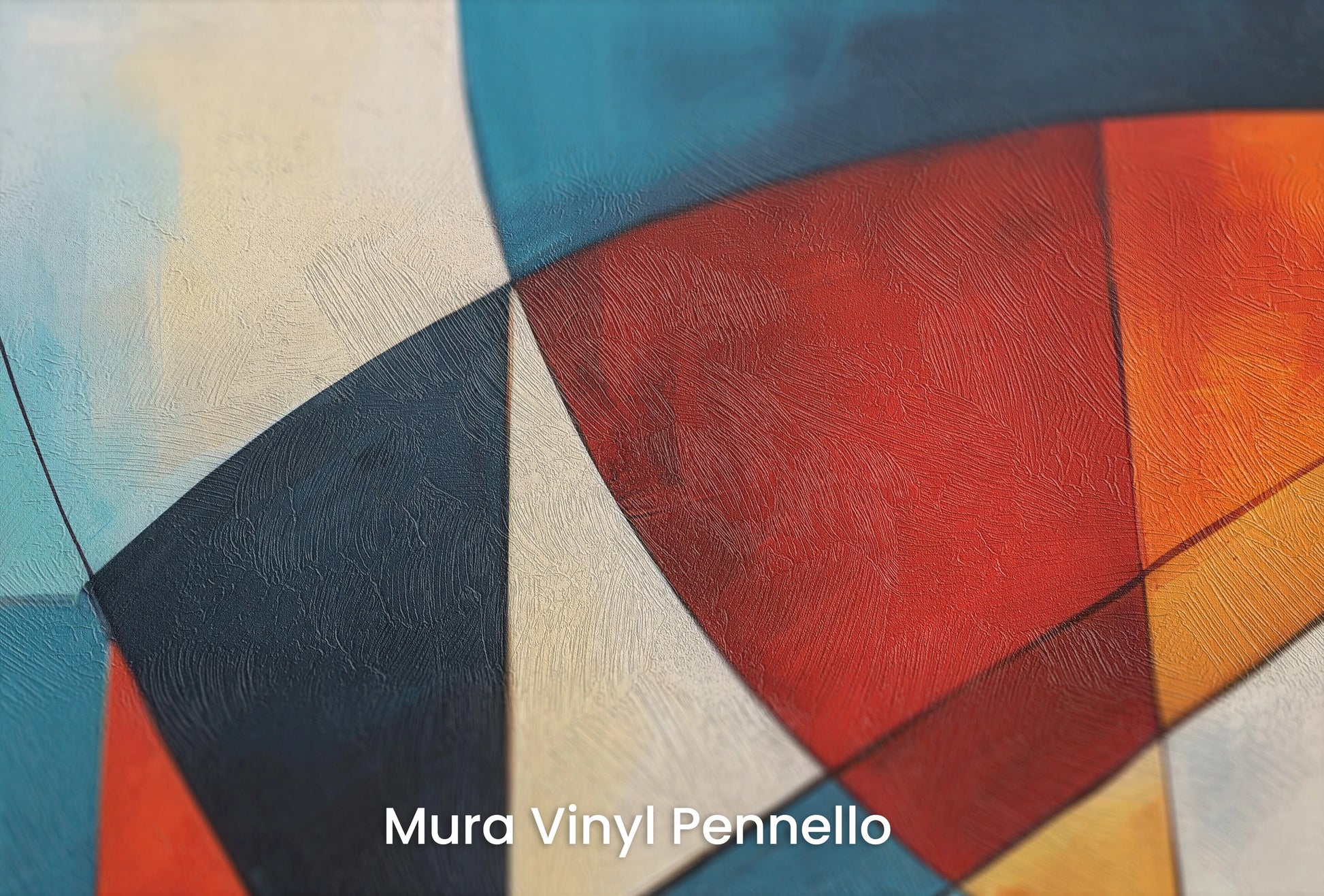 Zbliżenie na artystyczną fototapetę o nazwie Colorful Geometry #4 na podłożu Mura Vinyl Pennello - faktura pociągnięć pędzla malarskiego.