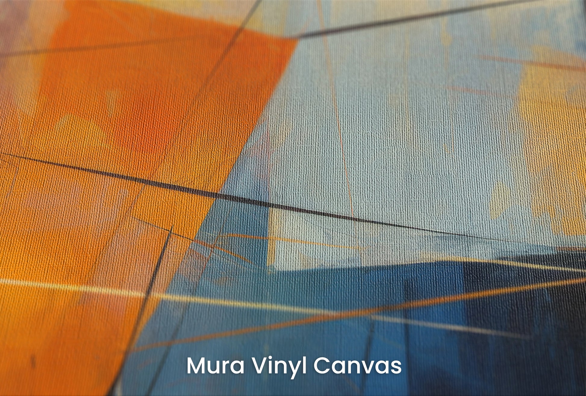 Zbliżenie na artystyczną fototapetę o nazwie Triangular Harmony #2 na podłożu Mura Vinyl Canvas - faktura naturalnego płótna.