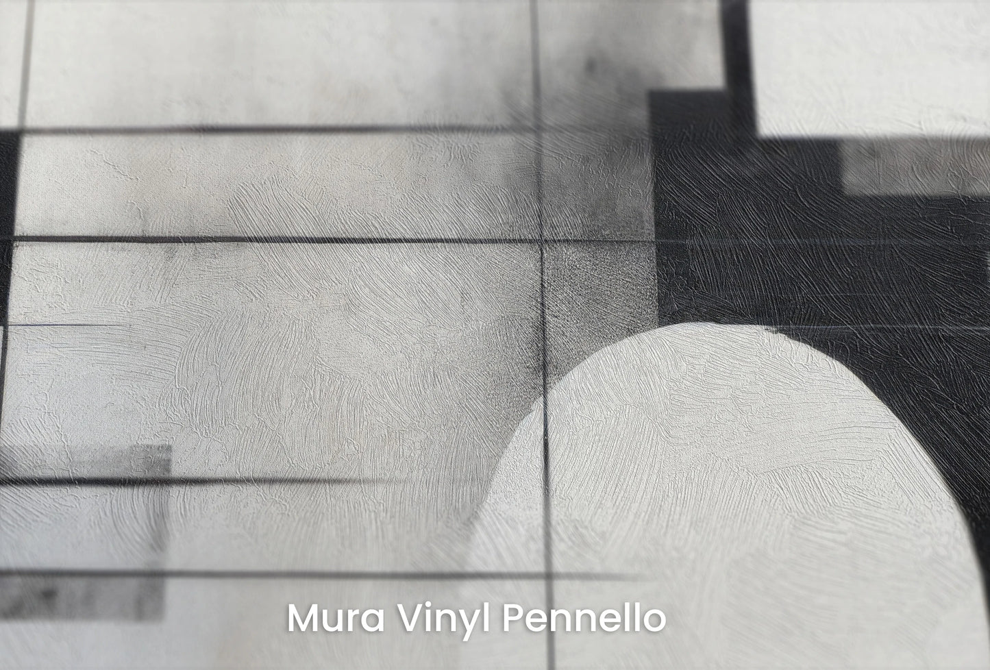 Zbliżenie na artystyczną fototapetę o nazwie Monochromatic Intersect na podłożu Mura Vinyl Pennello - faktura pociągnięć pędzla malarskiego.