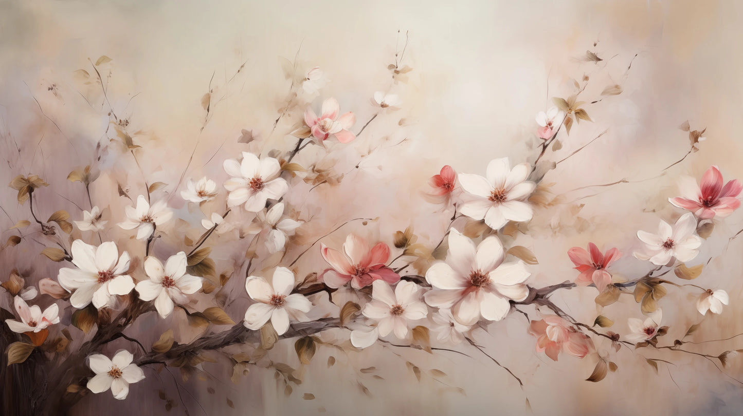 Prezentacja całego wzoru fototapety o nazwie Misty Blossom