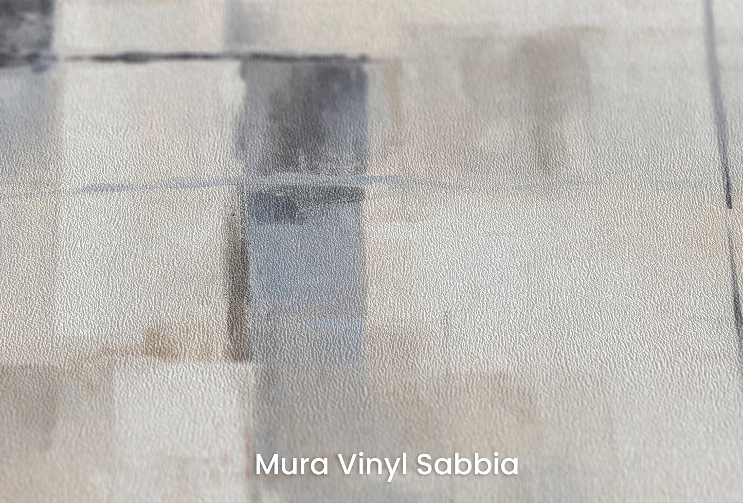 Zbliżenie na artystyczną fototapetę o nazwie Serenity in Squares na podłożu Mura Vinyl Sabbia struktura grubego ziarna piasku.