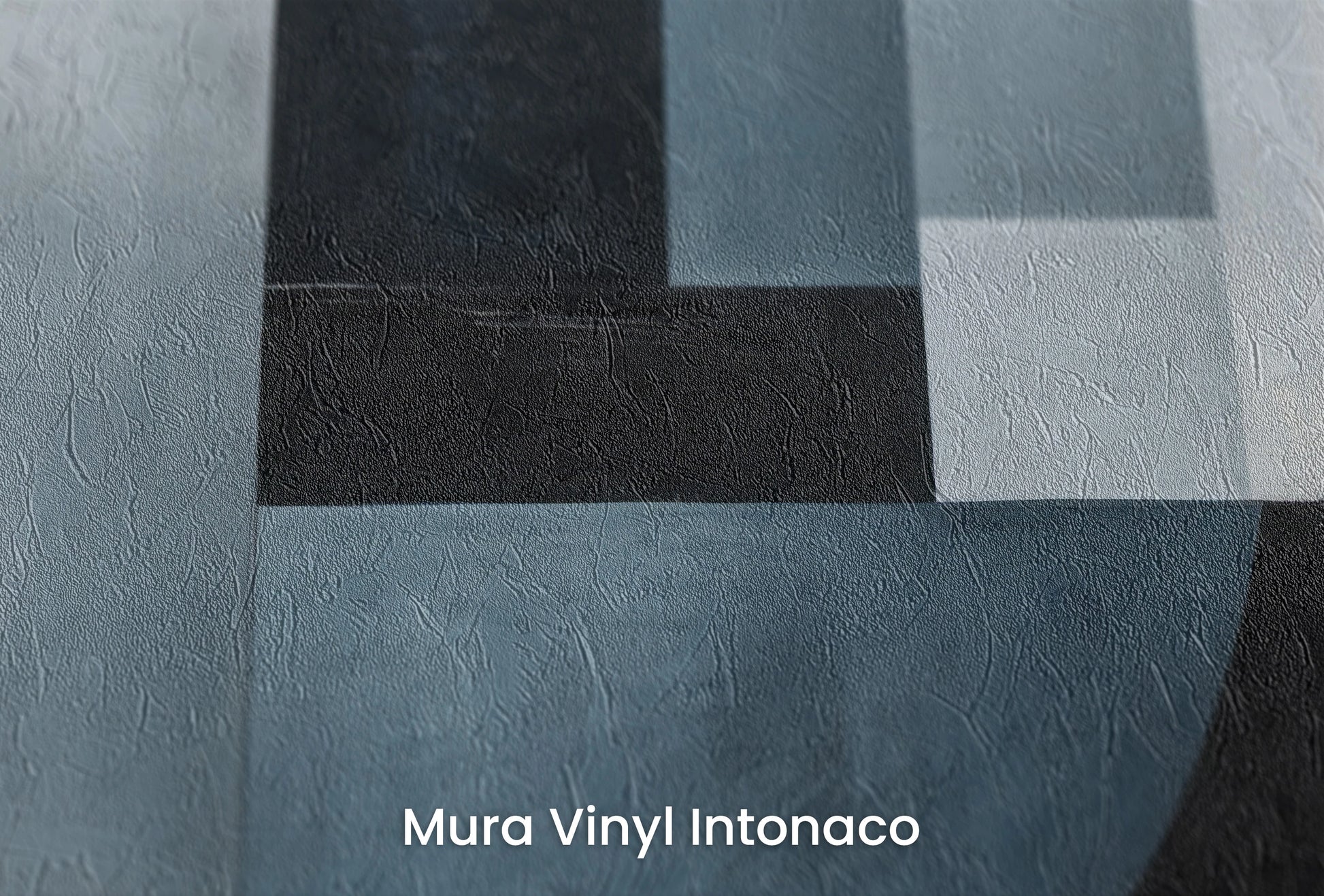 Zbliżenie na artystyczną fototapetę o nazwie Geometric Crescent na podłożu Mura Vinyl Intonaco - struktura tartego tynku.