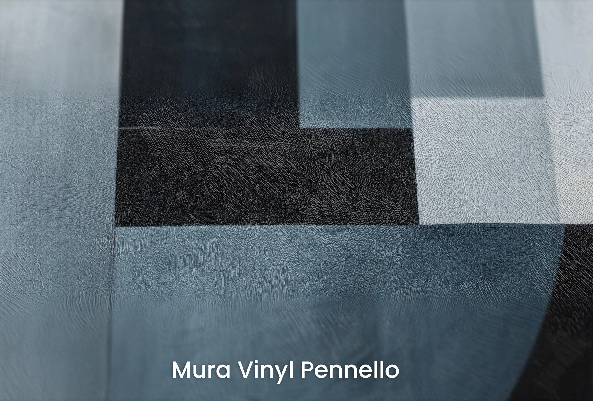 Zbliżenie na artystyczną fototapetę o nazwie Geometric Crescent na podłożu Mura Vinyl Pennello - faktura pociągnięć pędzla malarskiego.