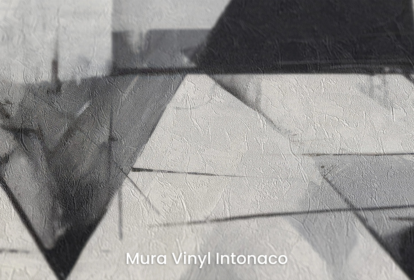 Zbliżenie na artystyczną fototapetę o nazwie Angular Dynamics na podłożu Mura Vinyl Intonaco - struktura tartego tynku.