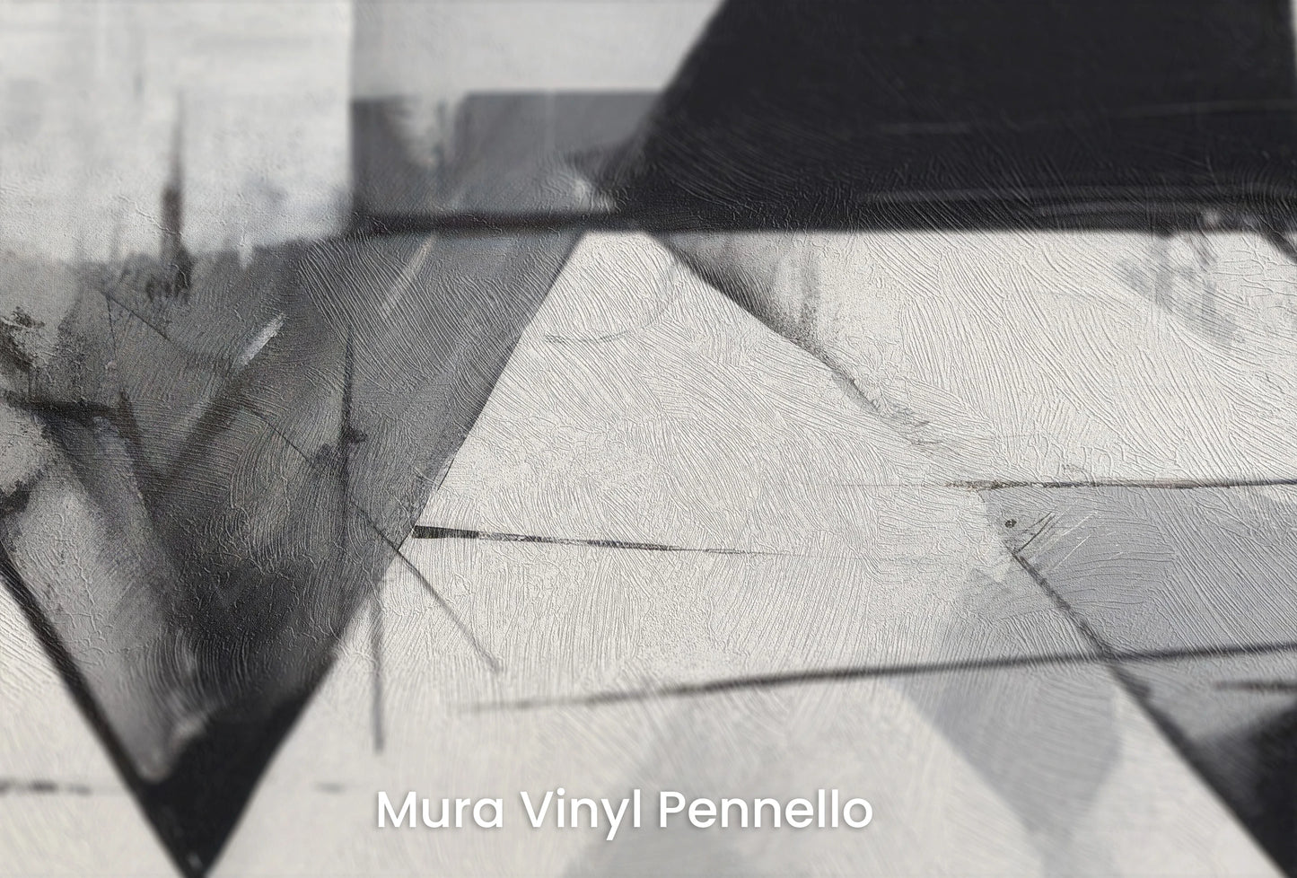 Zbliżenie na artystyczną fototapetę o nazwie Angular Dynamics na podłożu Mura Vinyl Pennello - faktura pociągnięć pędzla malarskiego.