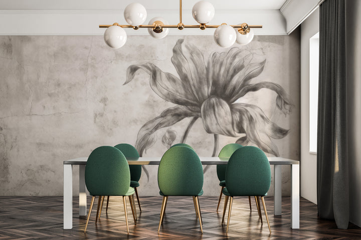 Fototapeta artystyczna o nazwie TIMELESS BLOOM pokazana w aranżacji wnętrza.