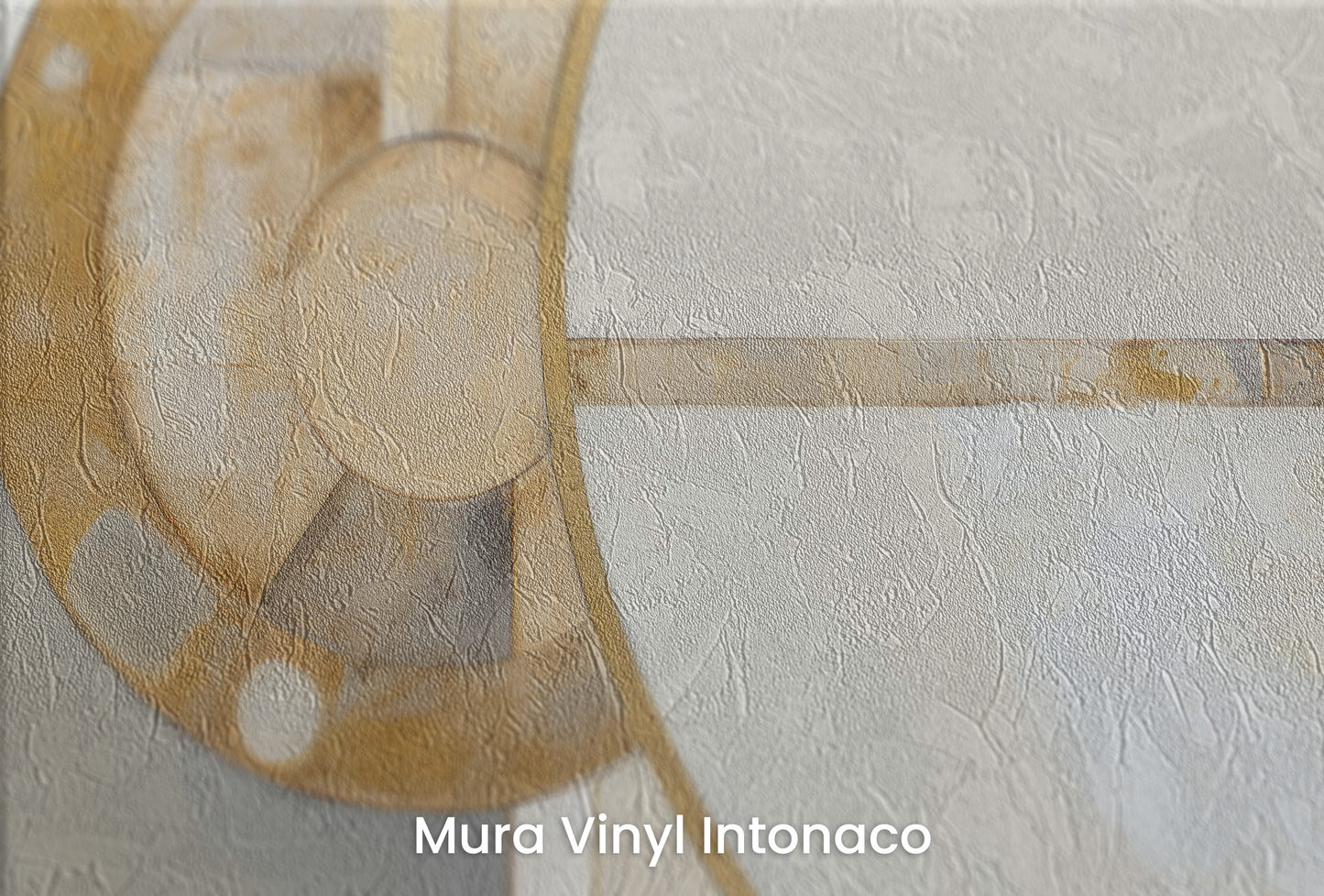 Zbliżenie na artystyczną fototapetę o nazwie SUNRISE GEOMETRY na podłożu Mura Vinyl Intonaco - struktura tartego tynku.