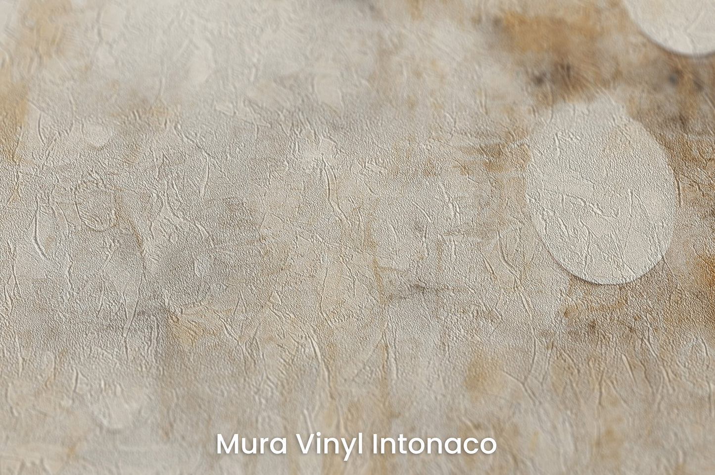 Zbliżenie na artystyczną fototapetę o nazwie COSMIC DANCE IN CREAM na podłożu Mura Vinyl Intonaco - struktura tartego tynku.