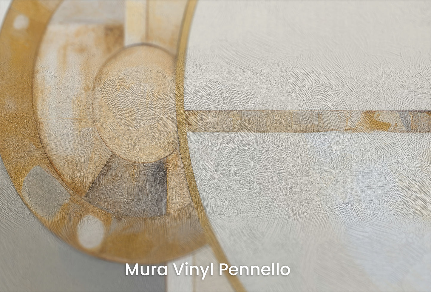 Zbliżenie na artystyczną fototapetę o nazwie SUNRISE GEOMETRY na podłożu Mura Vinyl Pennello - faktura pociągnięć pędzla malarskiego.