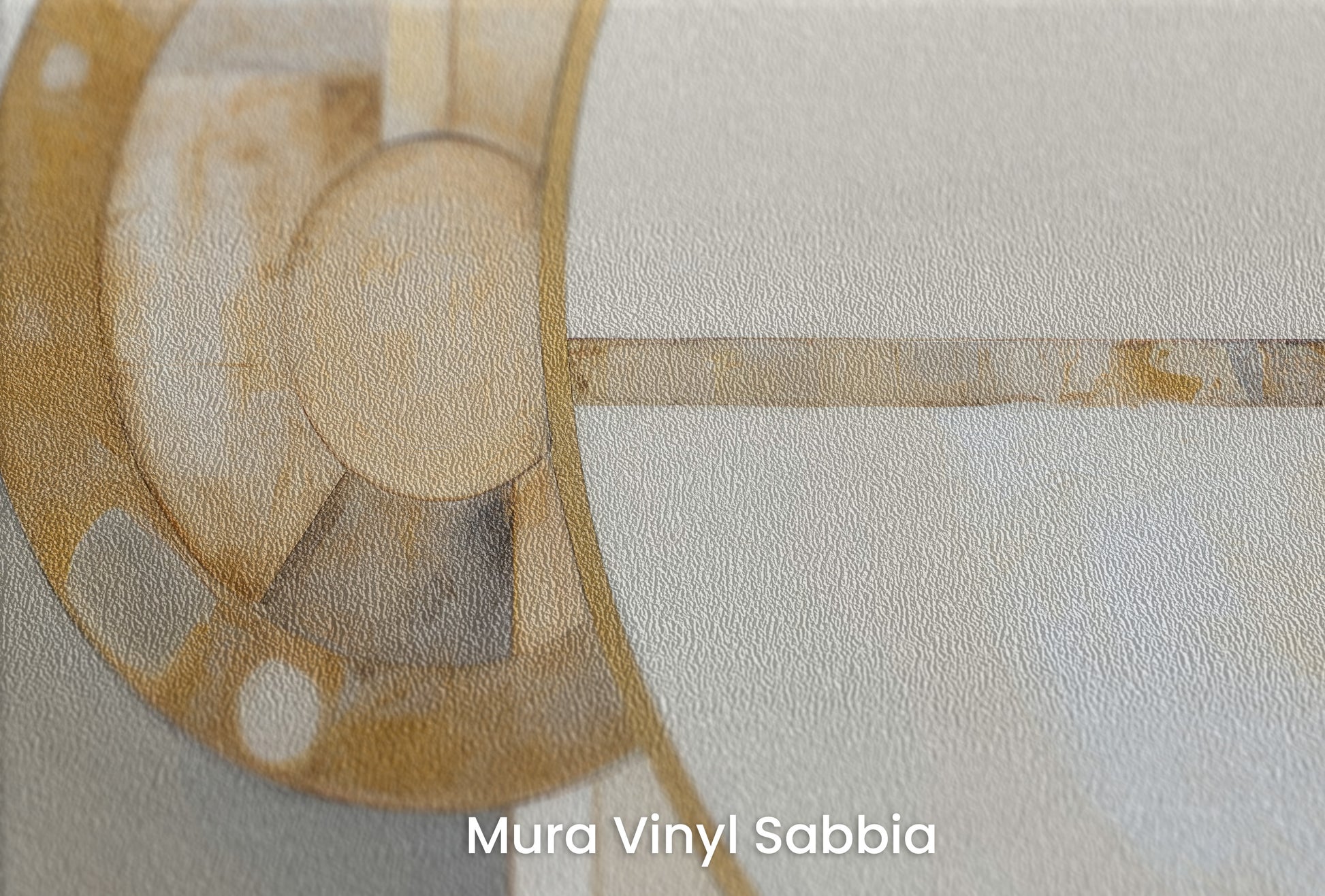 Zbliżenie na artystyczną fototapetę o nazwie SUNRISE GEOMETRY na podłożu Mura Vinyl Sabbia struktura grubego ziarna piasku.