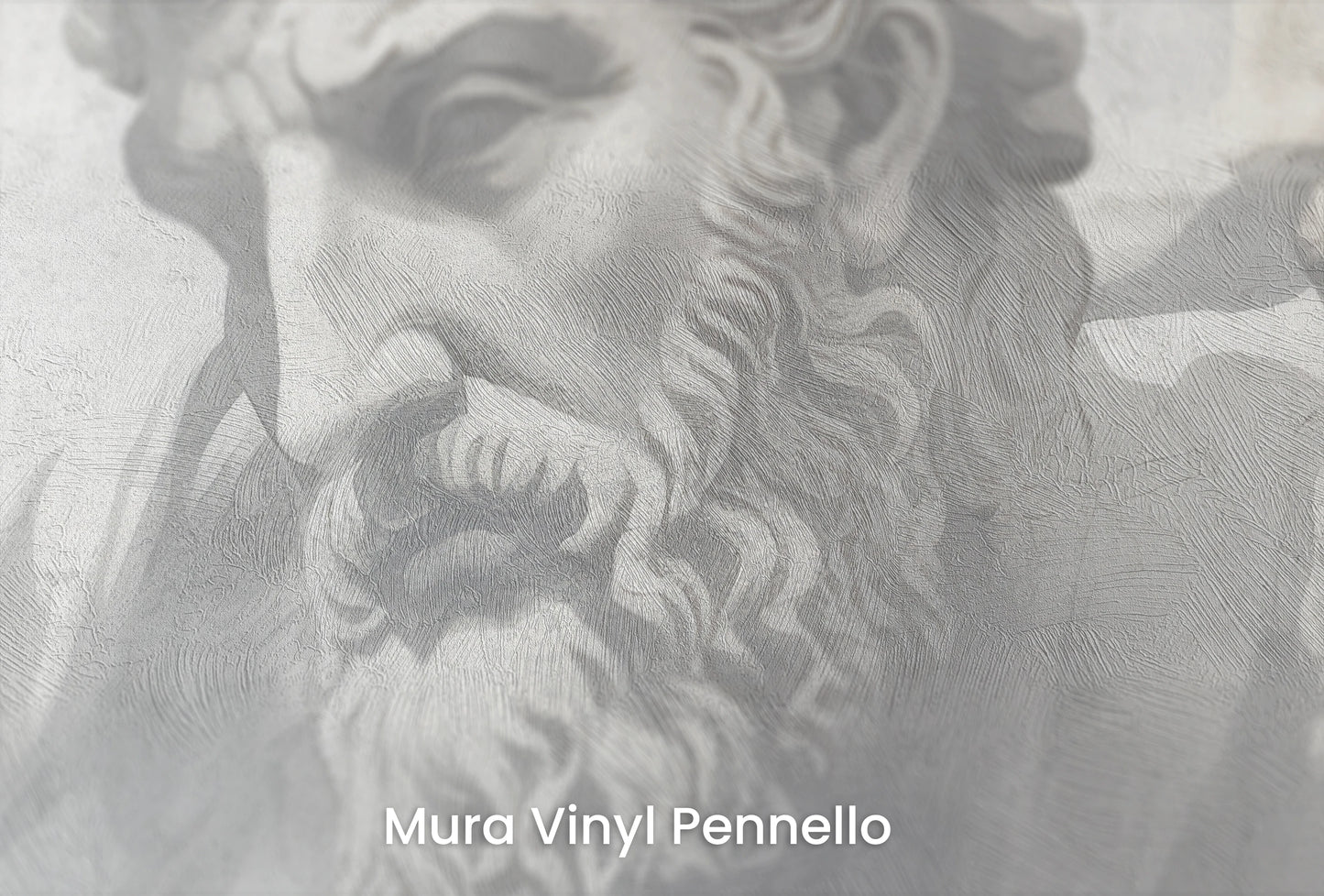 Zbliżenie na artystyczną fototapetę o nazwie Stoic Trio na podłożu Mura Vinyl Pennello - faktura pociągnięć pędzla malarskiego.