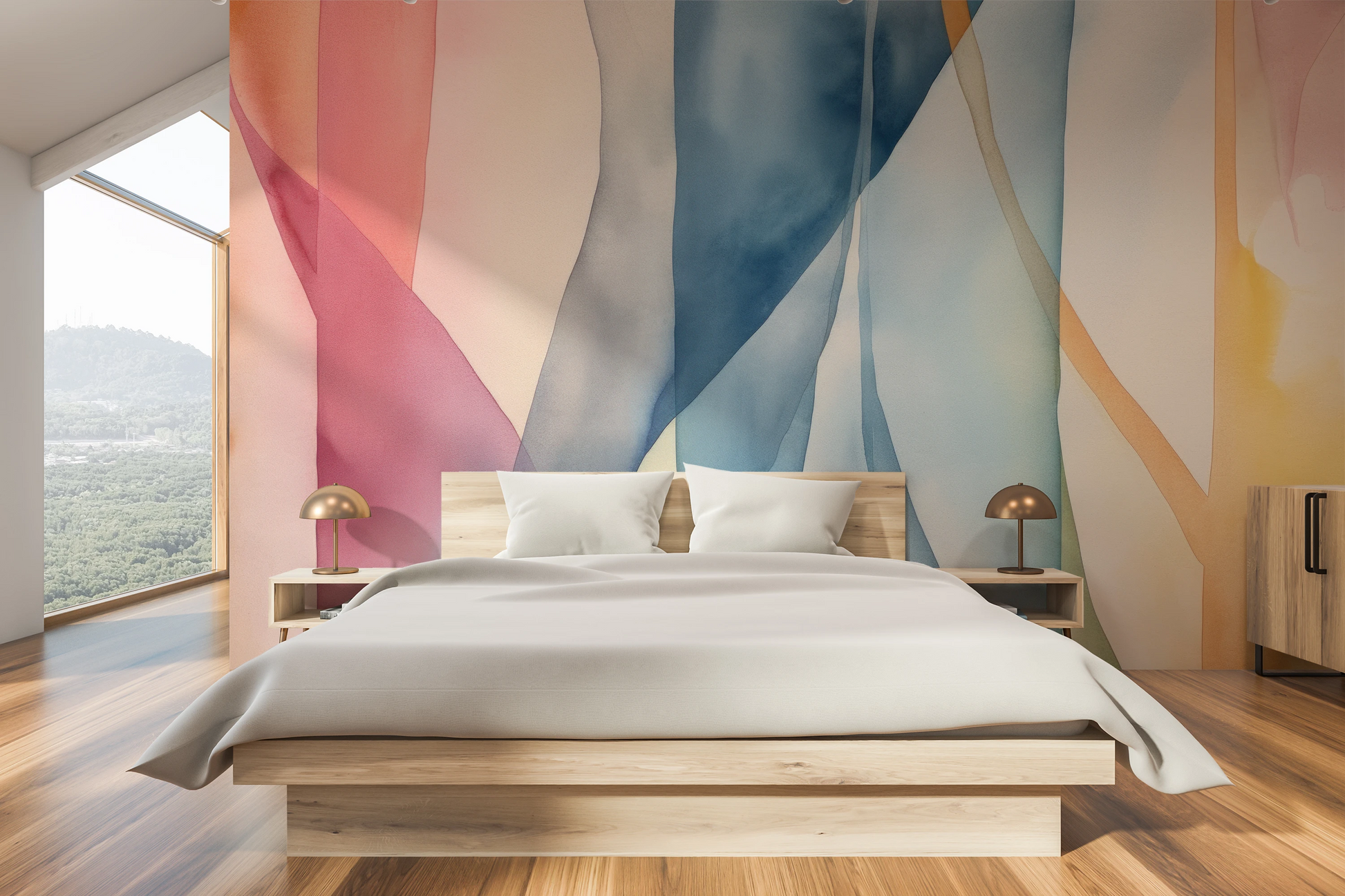 Fototapeta malowana o nazwie Pastel Dreamscape pokazana w aranżacji wnętrza.