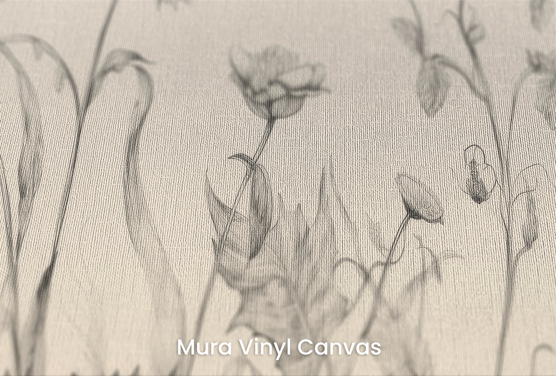 Zbliżenie na artystyczną fototapetę o nazwie Floral Harmony #2 na podłożu Mura Vinyl Canvas - faktura naturalnego płótna.