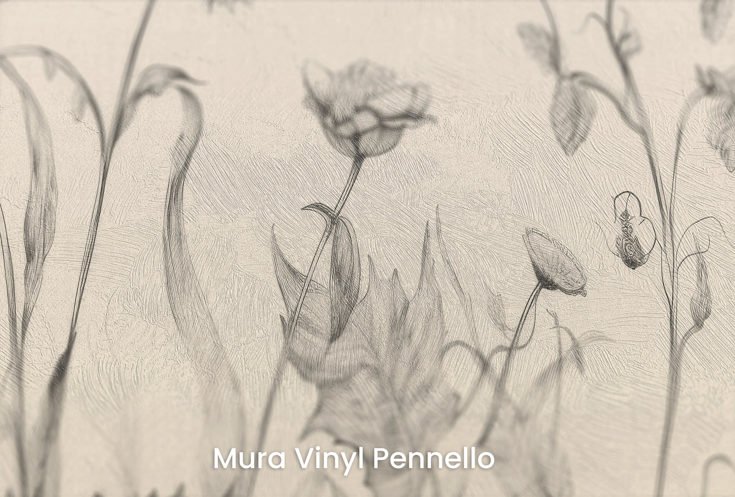 Zbliżenie na artystyczną fototapetę o nazwie Floral Harmony #2 na podłożu Mura Vinyl Pennello - faktura pociągnięć pędzla malarskiego.