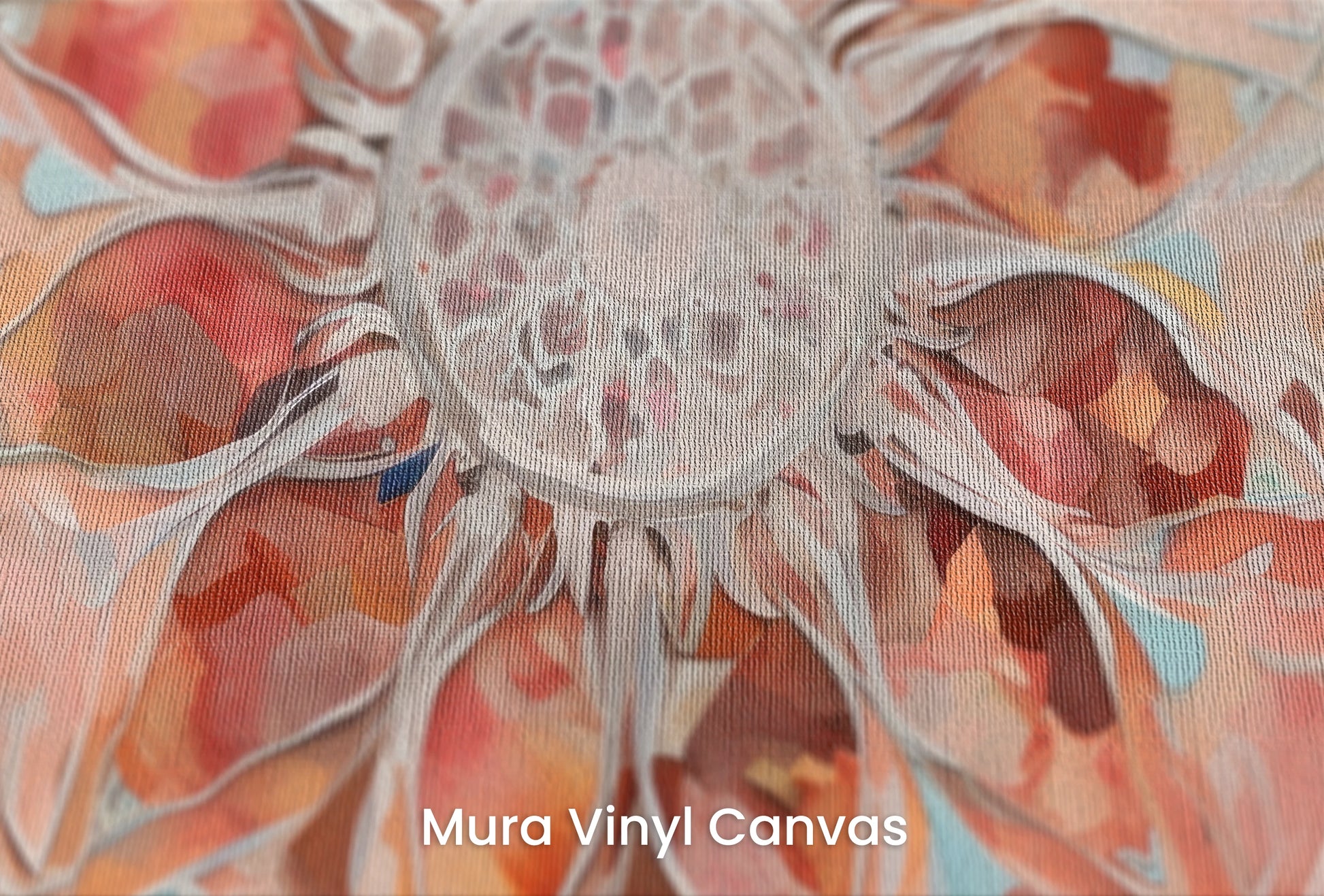 Zbliżenie na artystyczną fototapetę o nazwie Crystal Mandala na podłożu Mura Vinyl Canvas - faktura naturalnego płótna.