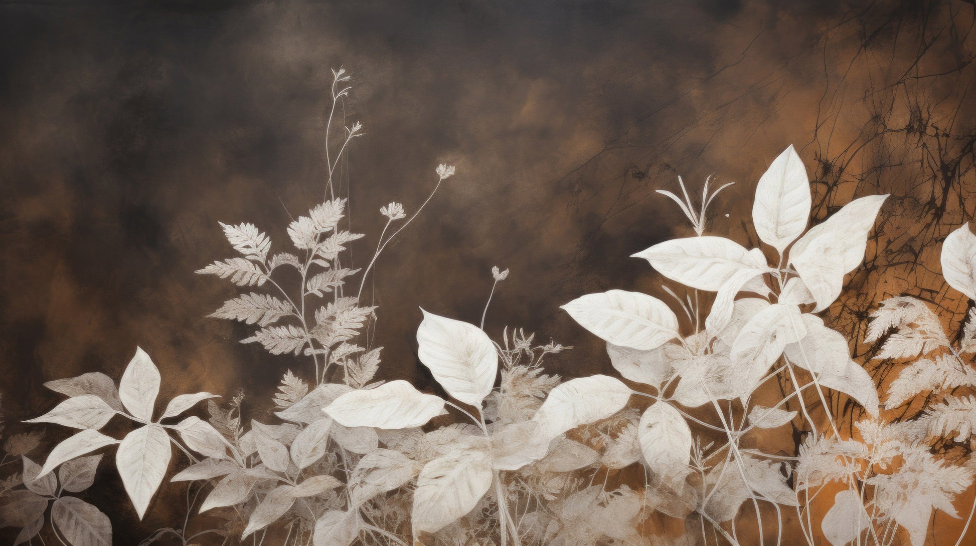 Prezentacja całego wzoru fototapety o nazwie Whispering Leaves #4