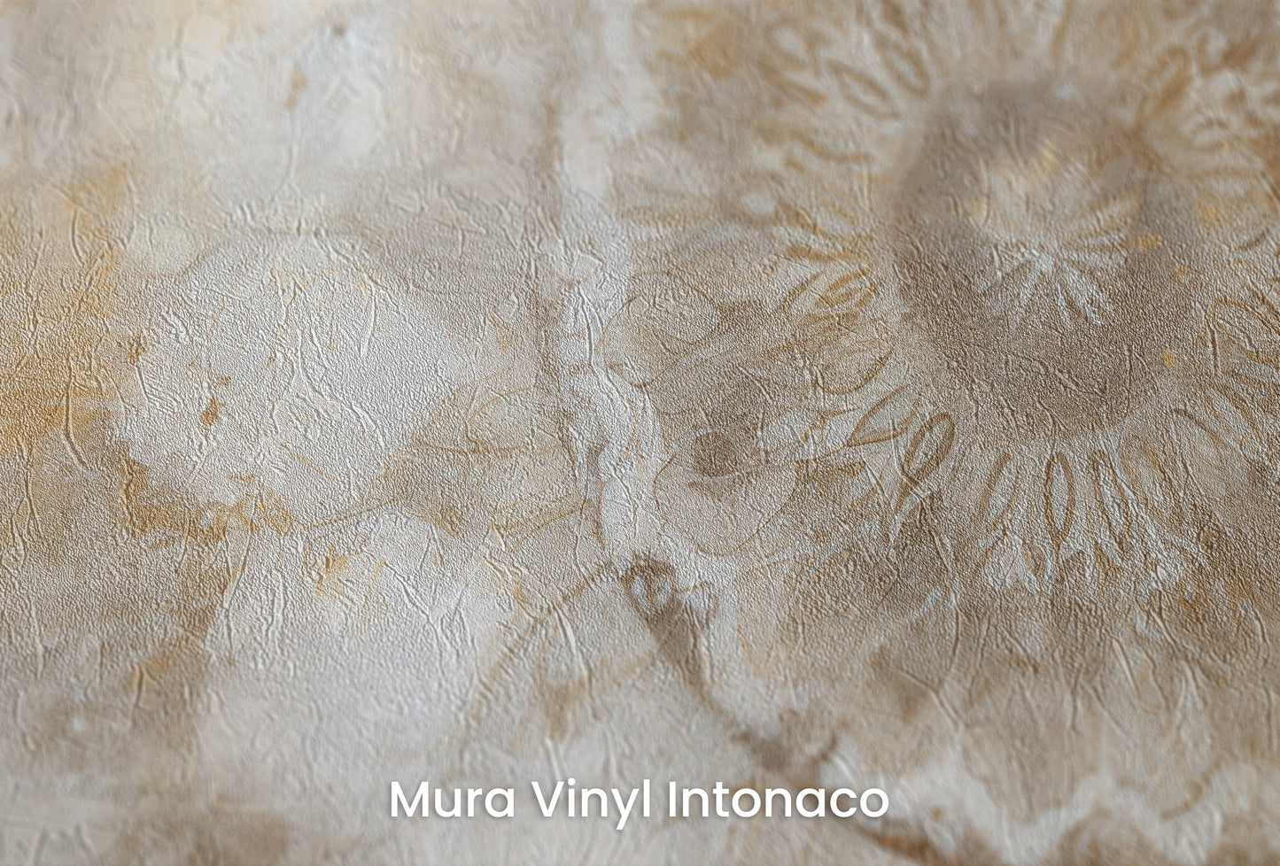 Zbliżenie na artystyczną fototapetę o nazwie Crystal Lotus na podłożu Mura Vinyl Intonaco - struktura tartego tynku.