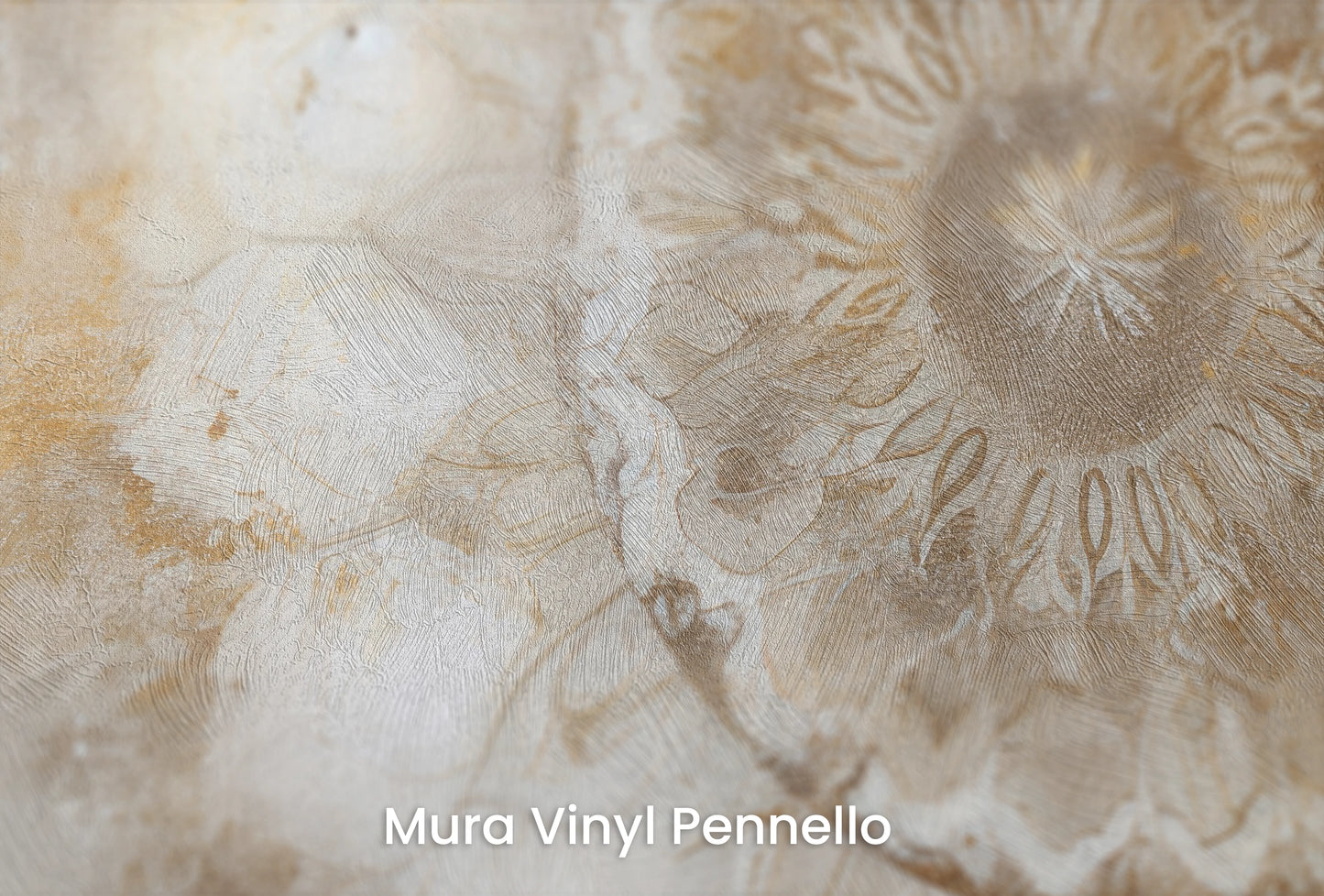 Zbliżenie na artystyczną fototapetę o nazwie Crystal Lotus na podłożu Mura Vinyl Pennello - faktura pociągnięć pędzla malarskiego.