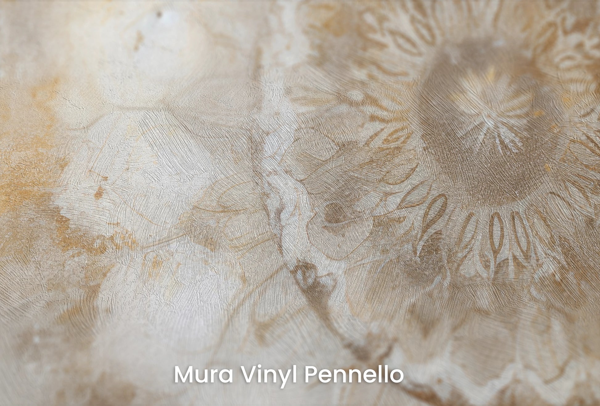 Zbliżenie na artystyczną fototapetę o nazwie Crystal Lotus na podłożu Mura Vinyl Pennello - faktura pociągnięć pędzla malarskiego.