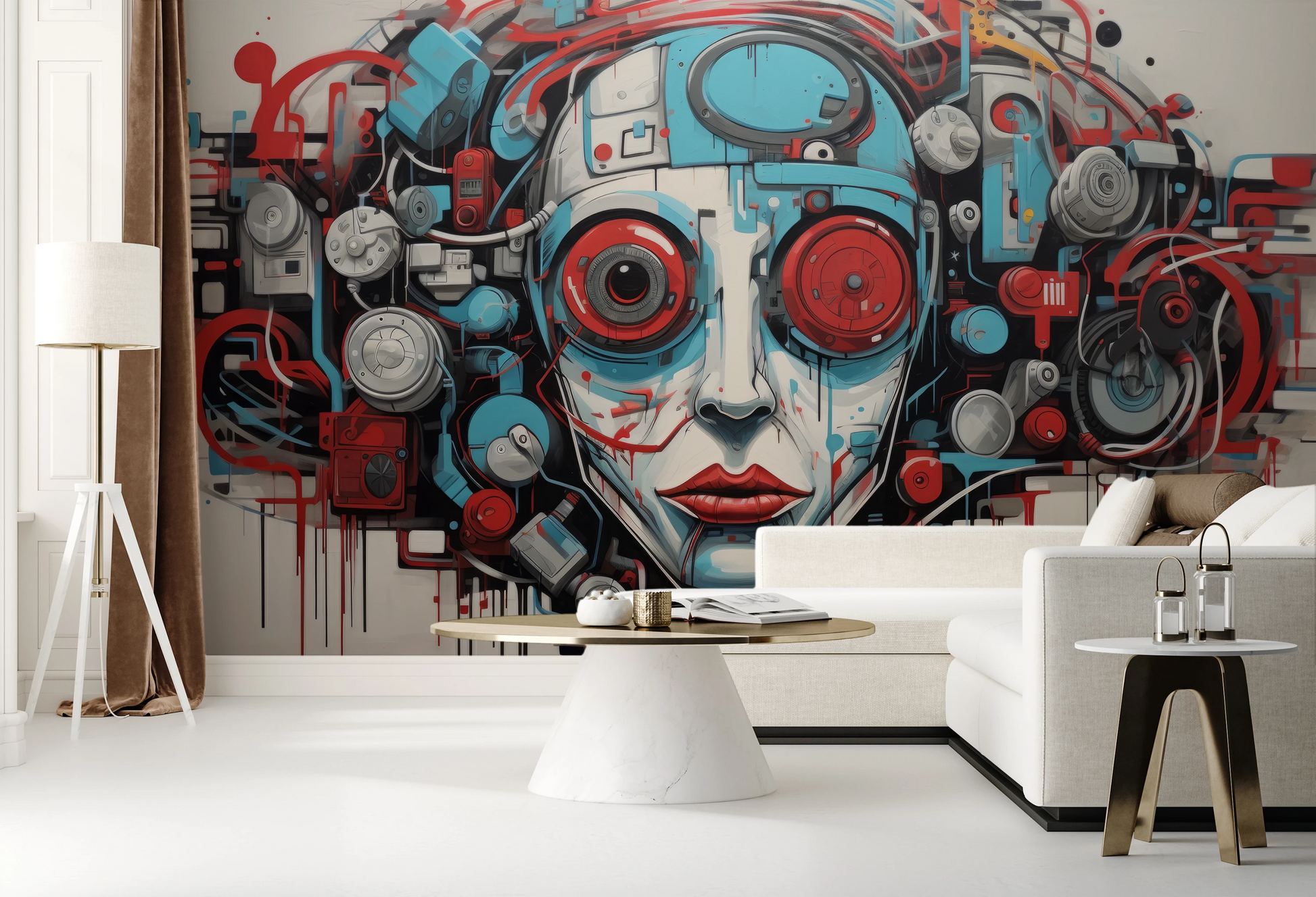 Fototapeta malowana o nazwie Cybernetic Vision pokazana w aranżacji wnętrza.