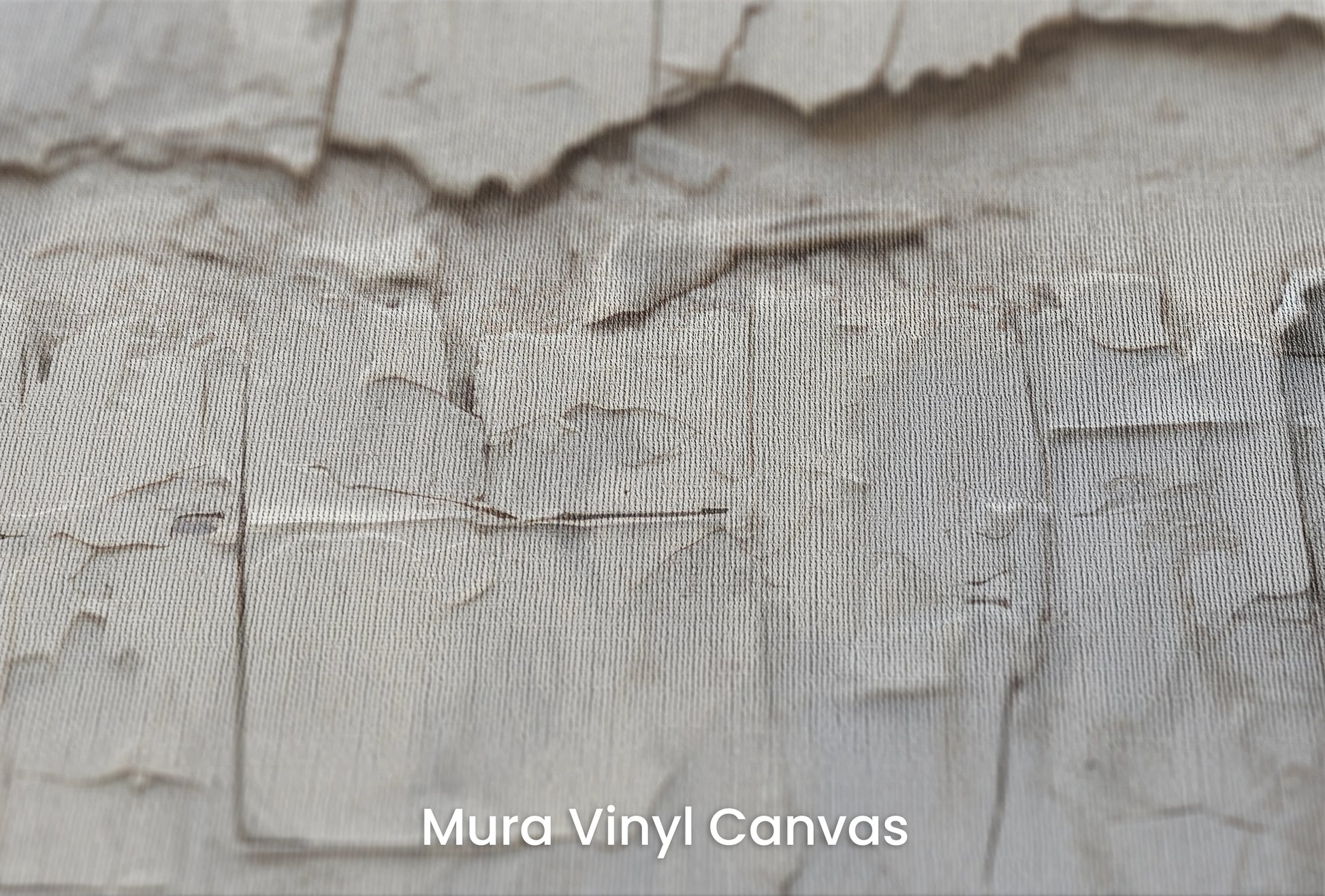 Zbliżenie na artystyczną fototapetę o nazwie Cracked Canvas na podłożu Mura Vinyl Canvas - faktura naturalnego płótna.