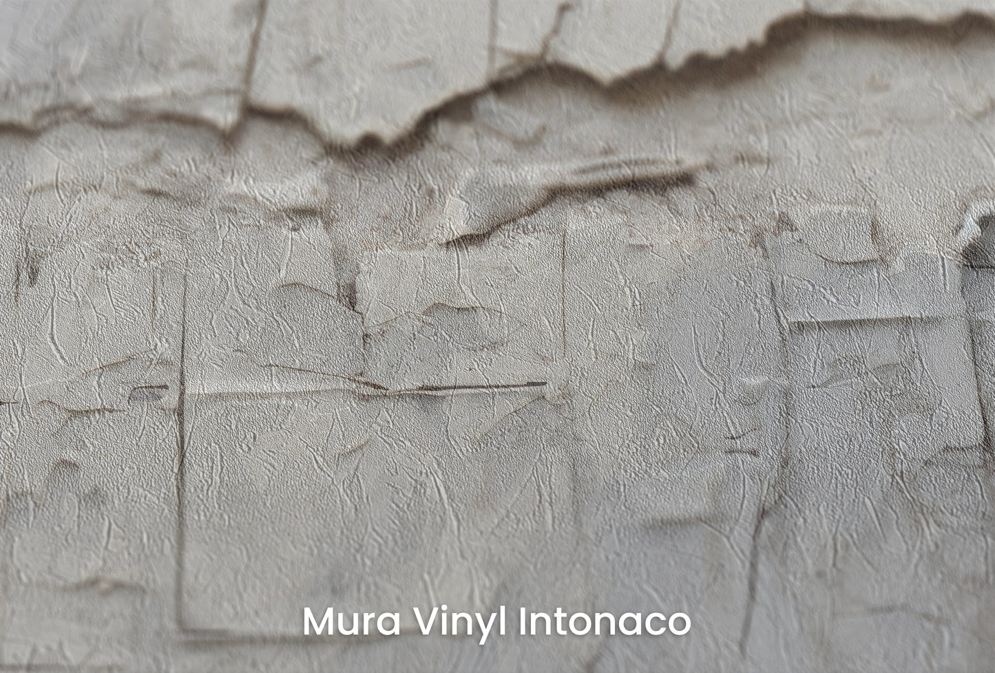 Zbliżenie na artystyczną fototapetę o nazwie Cracked Canvas na podłożu Mura Vinyl Intonaco - struktura tartego tynku.